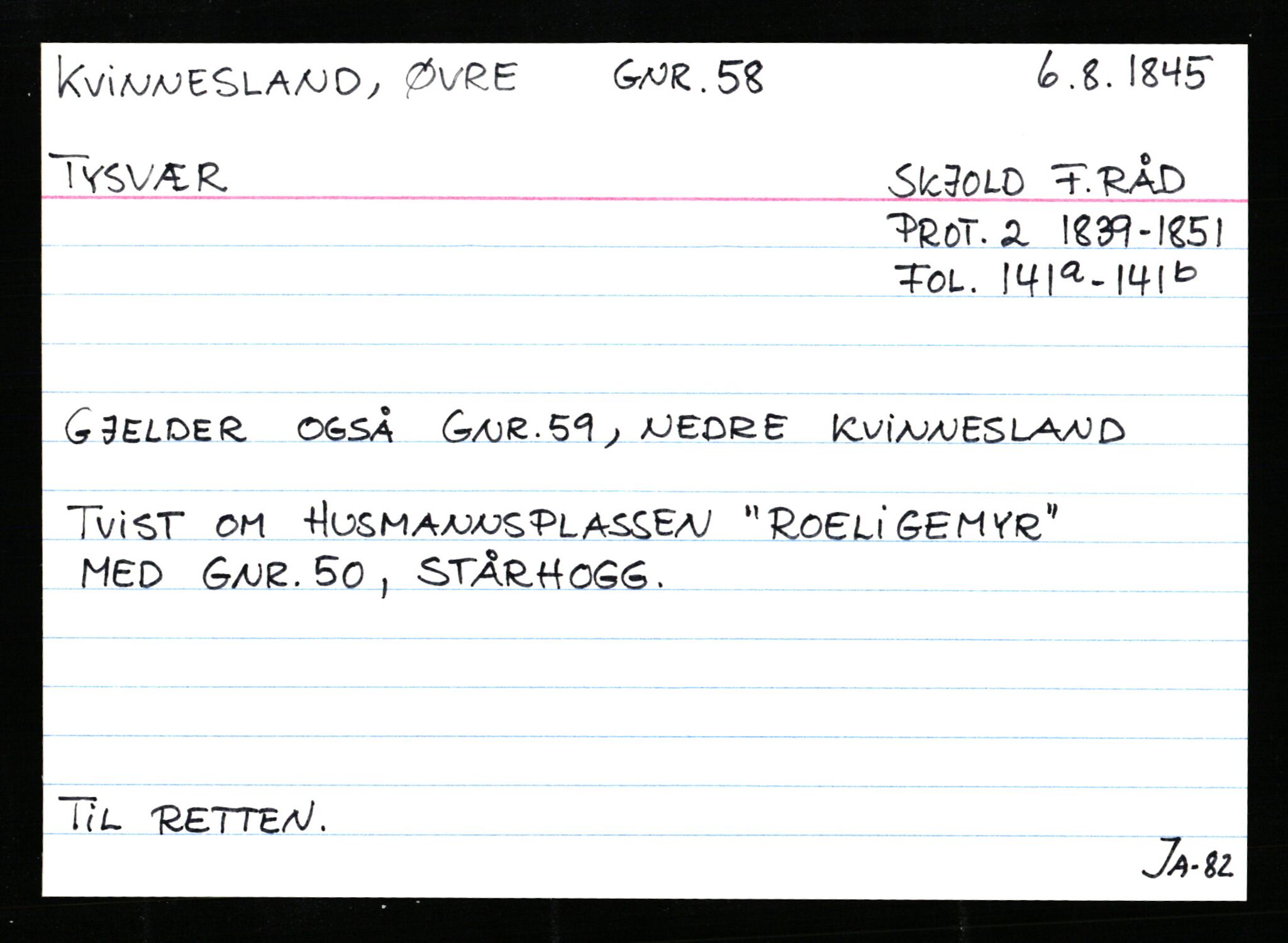 Statsarkivet i Stavanger, AV/SAST-A-101971/03/Y/Ym/L0033: Åstedskort sortert etter gårdsnavn: Kvelland - Lagestranden, 1600-1950, s. 183