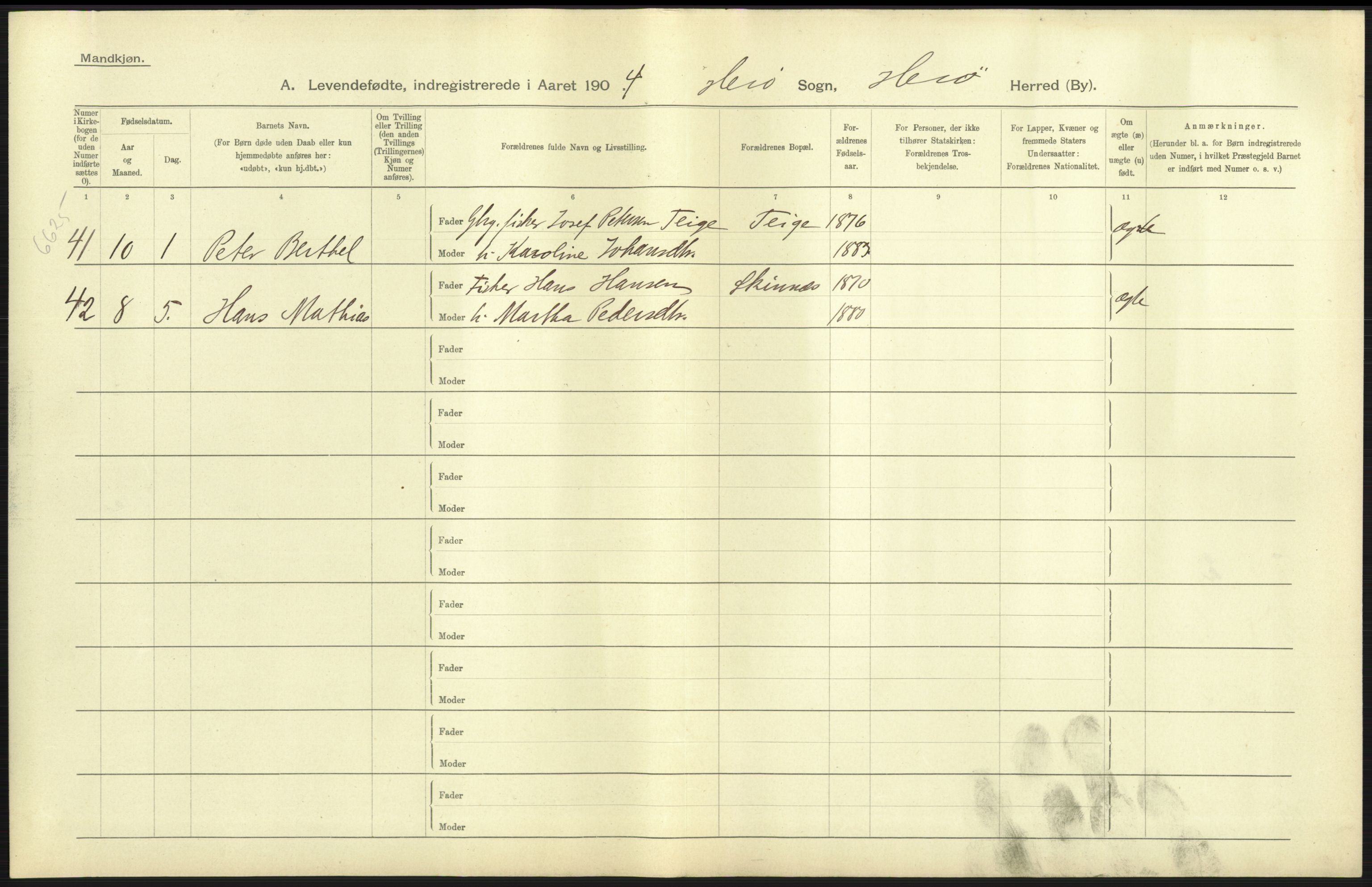 Statistisk sentralbyrå, Sosiodemografiske emner, Befolkning, AV/RA-S-2228/D/Df/Dfa/Dfab/L0016: Romsdals amt: Fødte, gifte, døde., 1904, s. 41