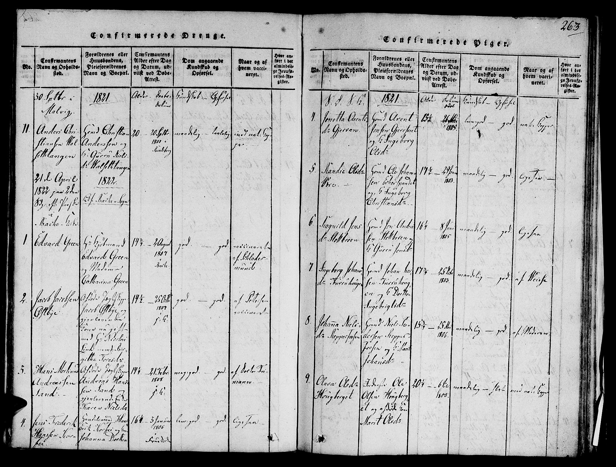 Ministerialprotokoller, klokkerbøker og fødselsregistre - Sør-Trøndelag, SAT/A-1456/606/L0283: Ministerialbok nr. 606A03 /1, 1818-1823, s. 263