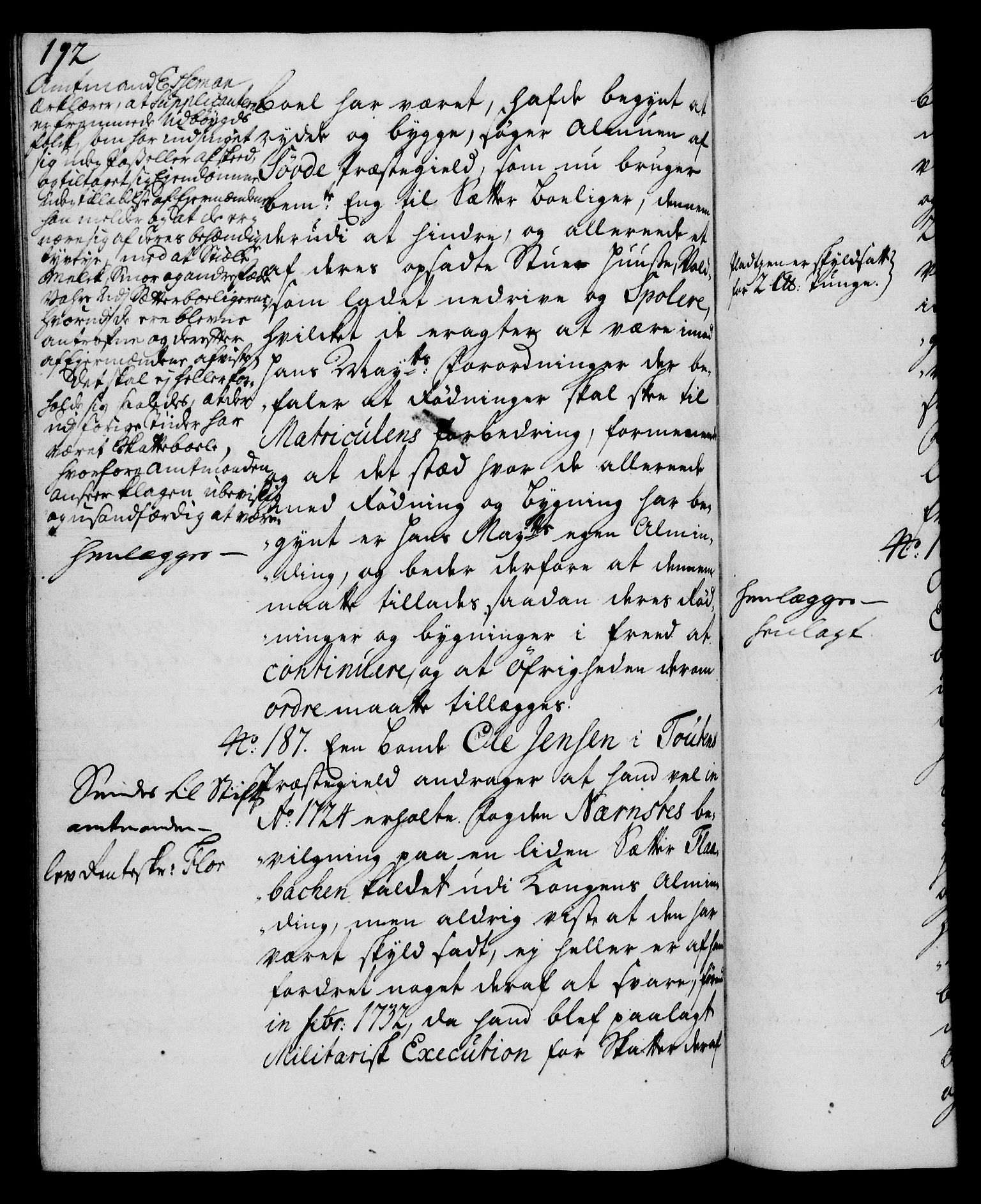 Rentekammeret, Kammerkanselliet, RA/EA-3111/G/Gh/Gha/L0015: Norsk ekstraktmemorialprotokoll (merket RK 53.60), 1733, s. 192