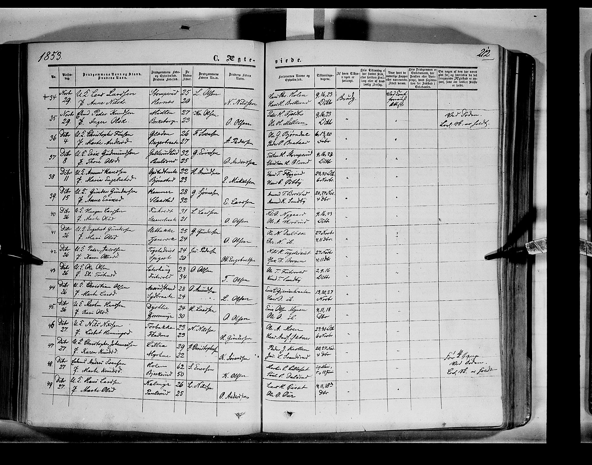 Sør-Odal prestekontor, AV/SAH-PREST-030/H/Ha/Haa/L0001: Ministerialbok nr. 1, 1849-1859, s. 212
