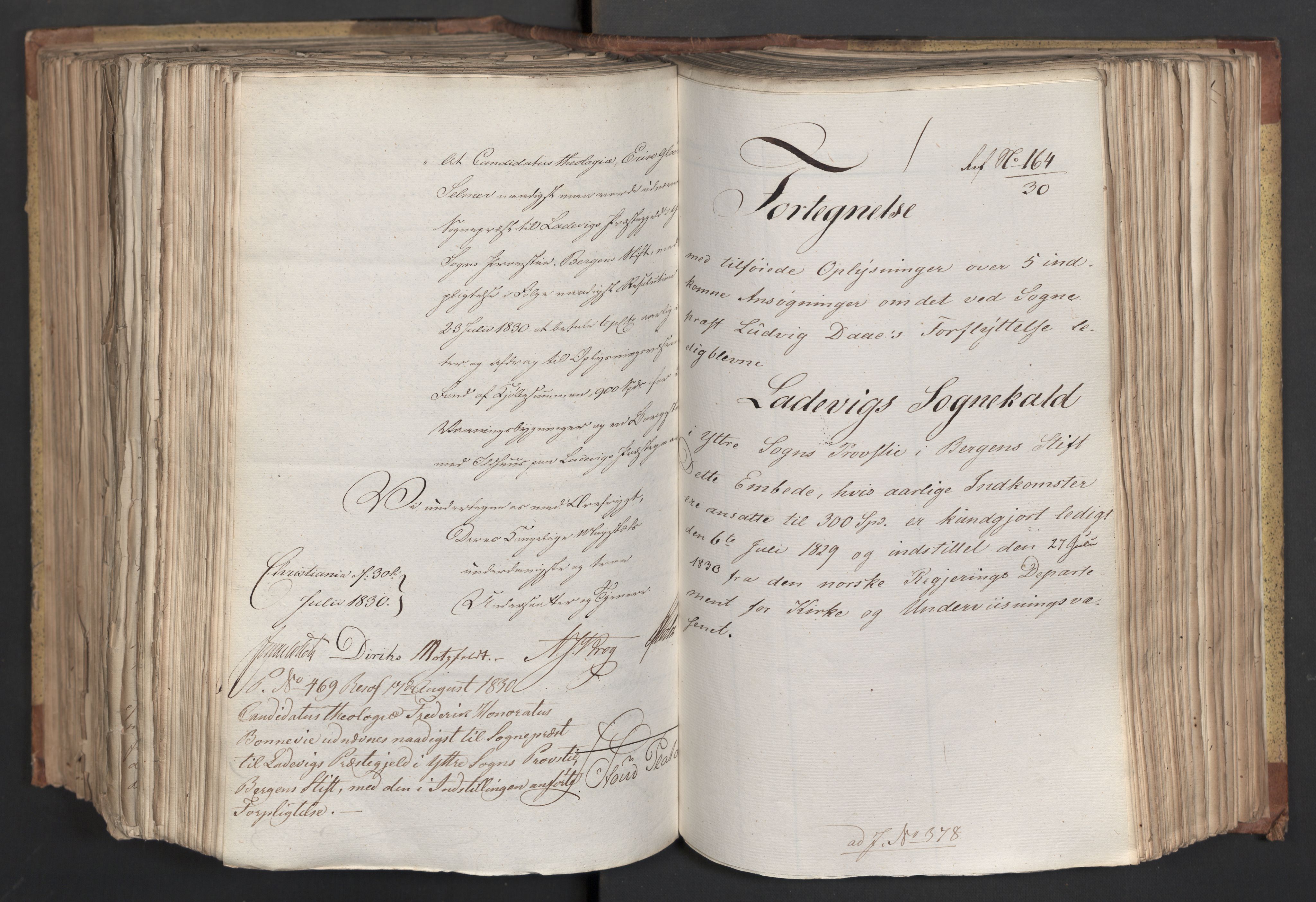 Statsrådsavdelingen i Stockholm, AV/RA-S-1003/D/Da/L0066: Regjeringsinnstillinger nr. 240-449, 1830, s. 556