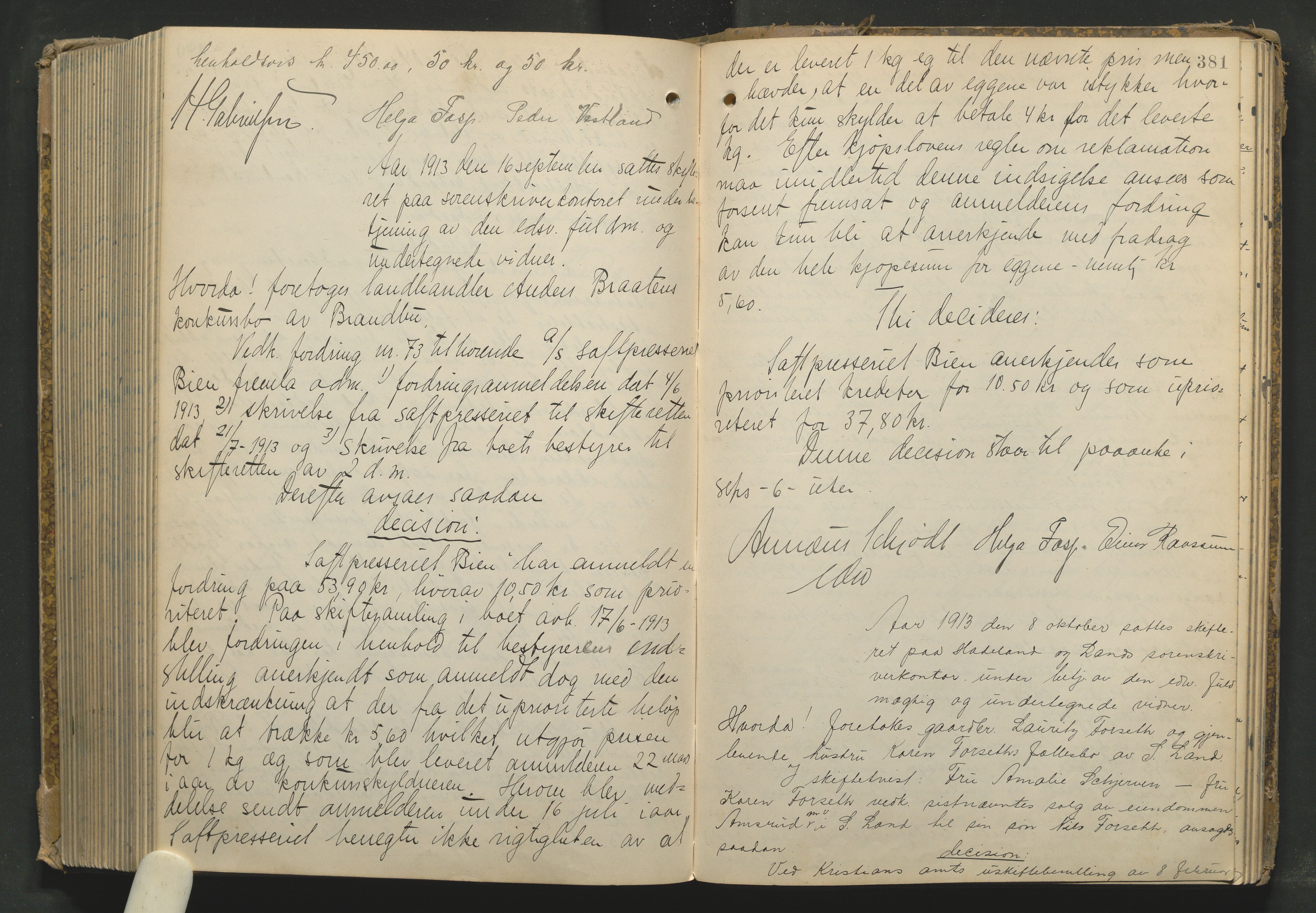 Hadeland og Land tingrett, AV/SAH-TING-010/J/Jc/L0005: Skifteforhandlingsprotokoll, 1893-1916, s. 380b-381a