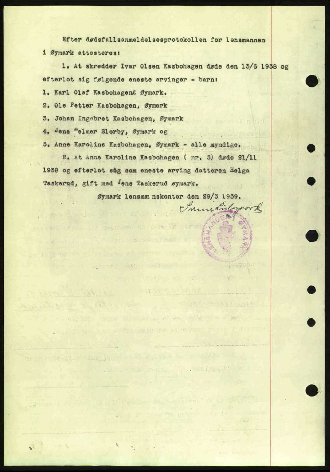Idd og Marker sorenskriveri, AV/SAO-A-10283/G/Gb/Gbb/L0003: Pantebok nr. A3, 1938-1939, Dagboknr: 505/1939