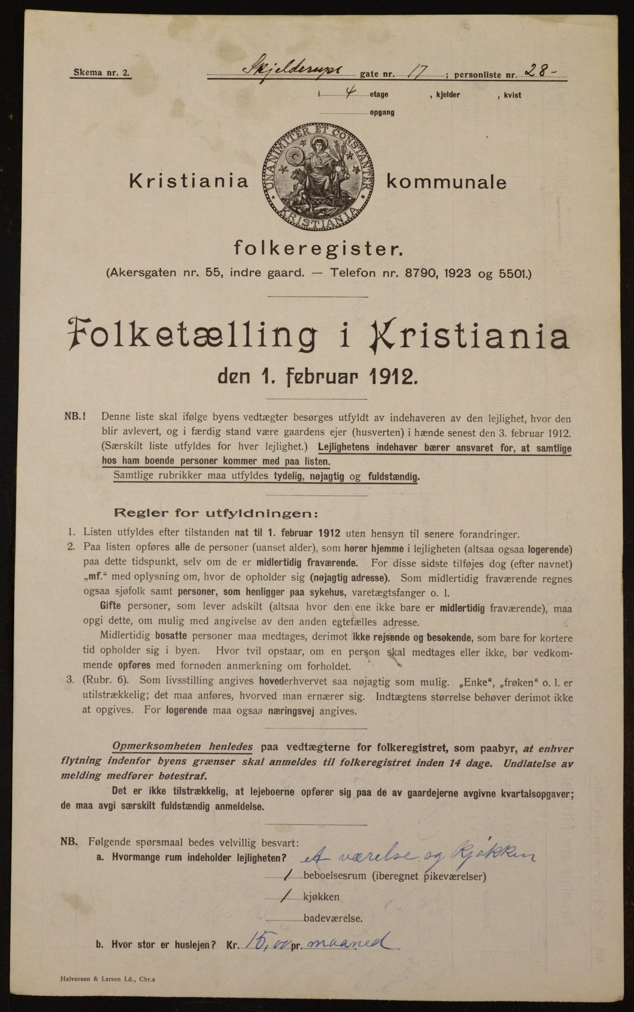 OBA, Kommunal folketelling 1.2.1912 for Kristiania, 1912, s. 96078