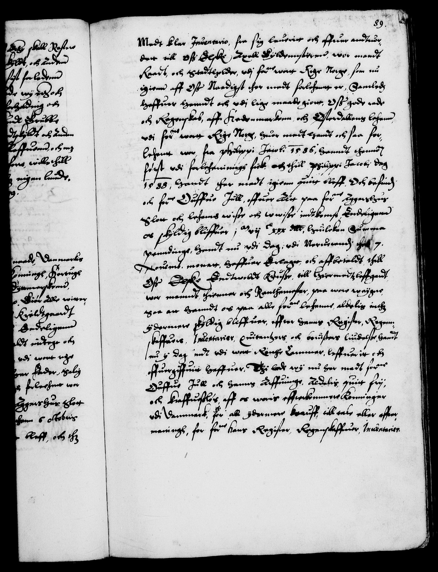 Danske Kanselli 1572-1799, RA/EA-3023/F/Fc/Fca/Fcaa/L0002: Norske registre (mikrofilm), 1588-1596, s. 89a