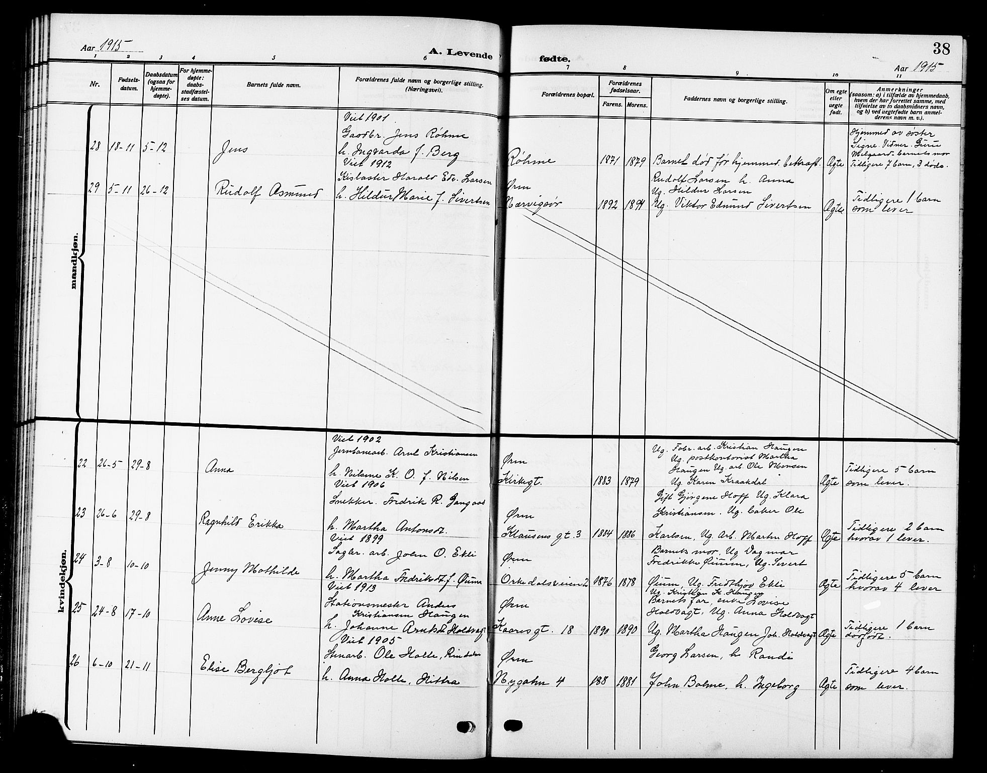 Ministerialprotokoller, klokkerbøker og fødselsregistre - Sør-Trøndelag, AV/SAT-A-1456/669/L0831: Klokkerbok nr. 669C01, 1909-1924, s. 38