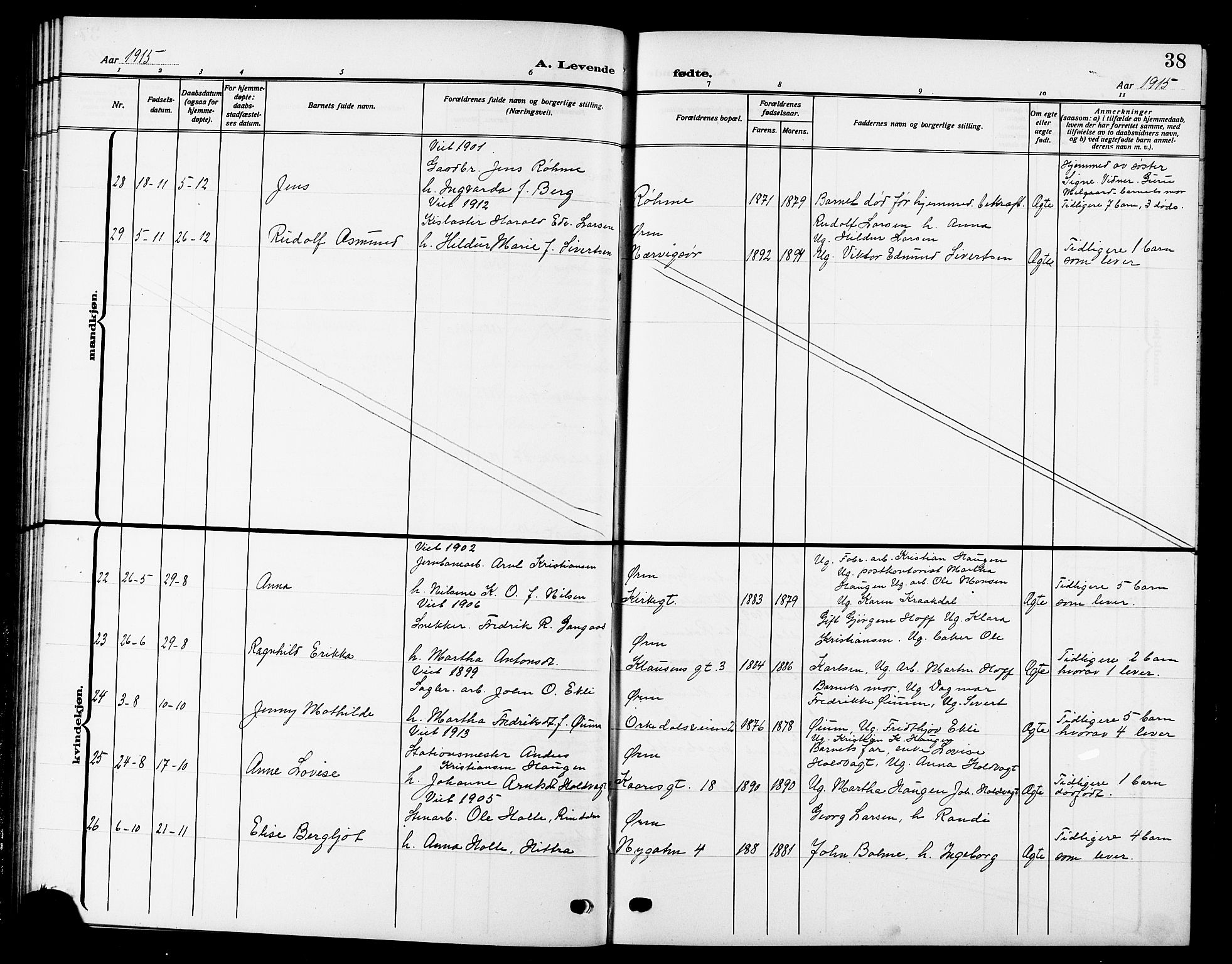 Ministerialprotokoller, klokkerbøker og fødselsregistre - Sør-Trøndelag, SAT/A-1456/669/L0831: Klokkerbok nr. 669C01, 1909-1924, s. 38