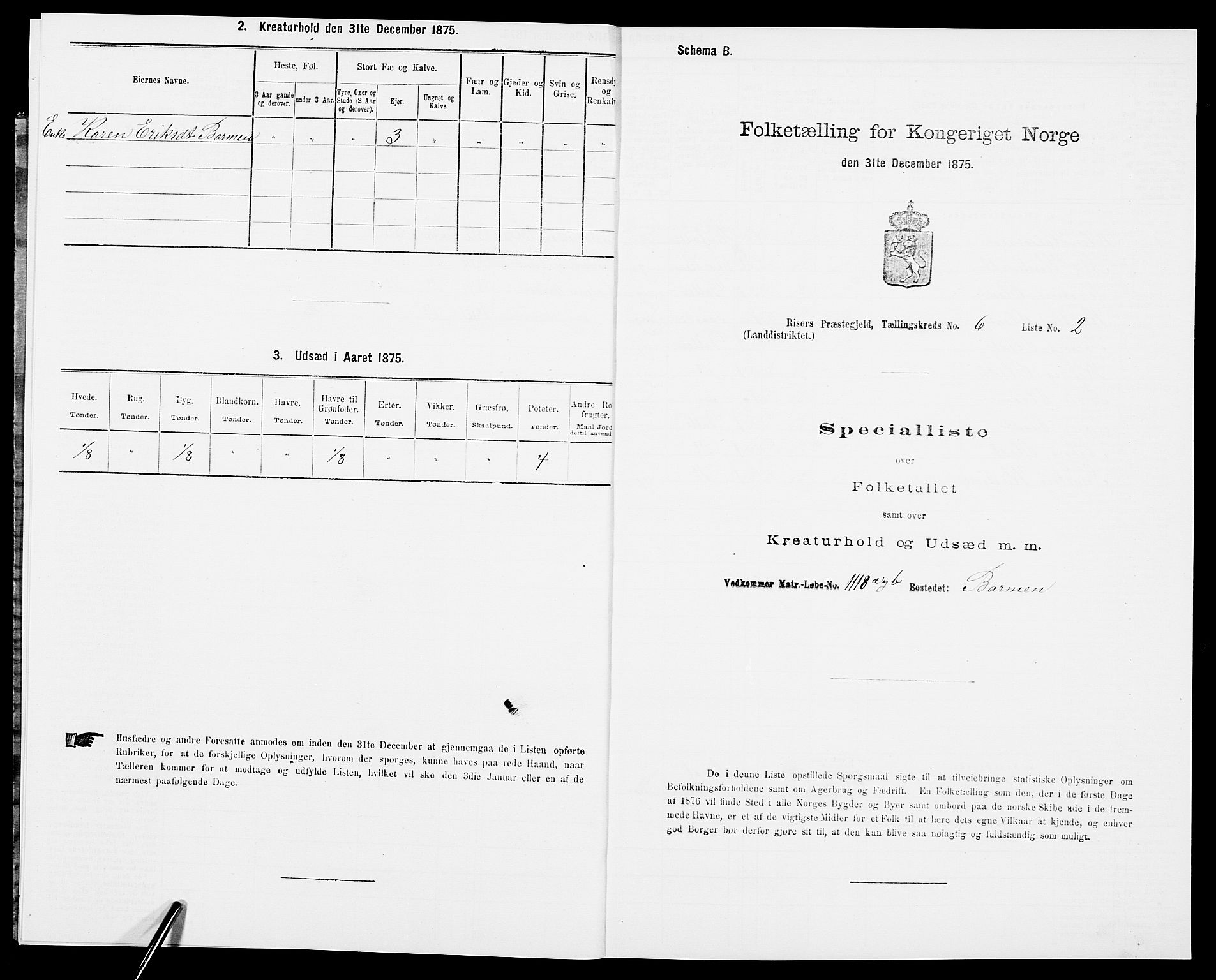 SAK, Folketelling 1875 for 0913L Risør prestegjeld, Søndeled sokn, 1875, s. 889