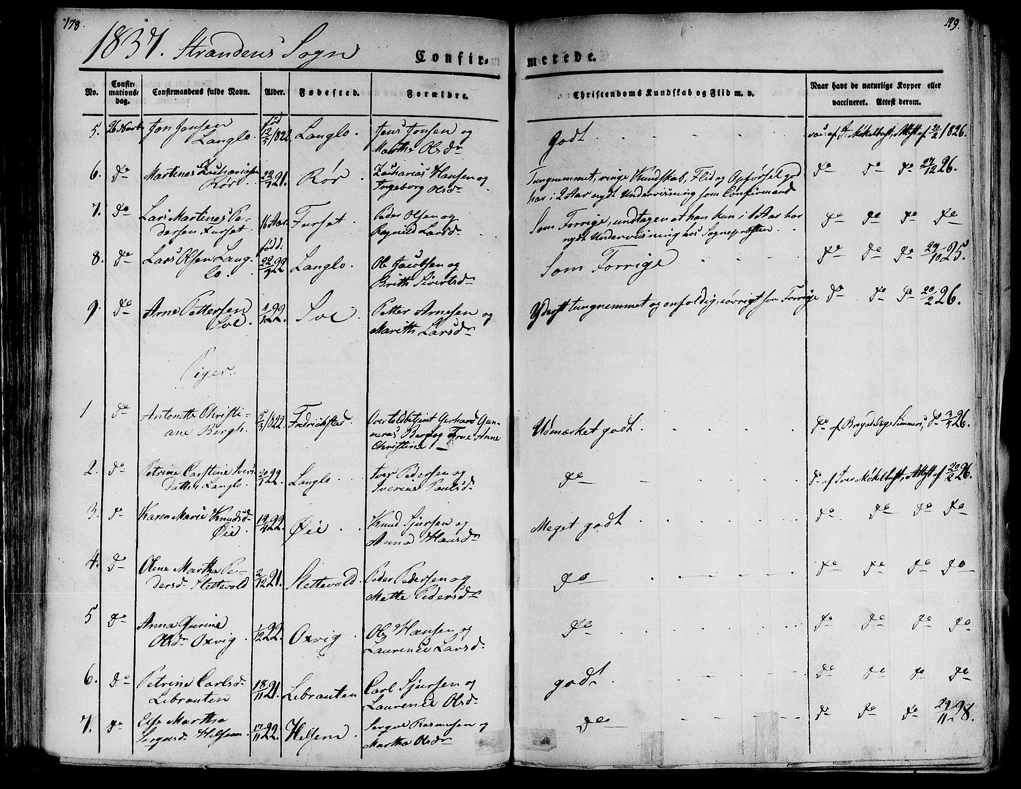 Ministerialprotokoller, klokkerbøker og fødselsregistre - Møre og Romsdal, AV/SAT-A-1454/520/L0274: Ministerialbok nr. 520A04, 1827-1864, s. 178-179