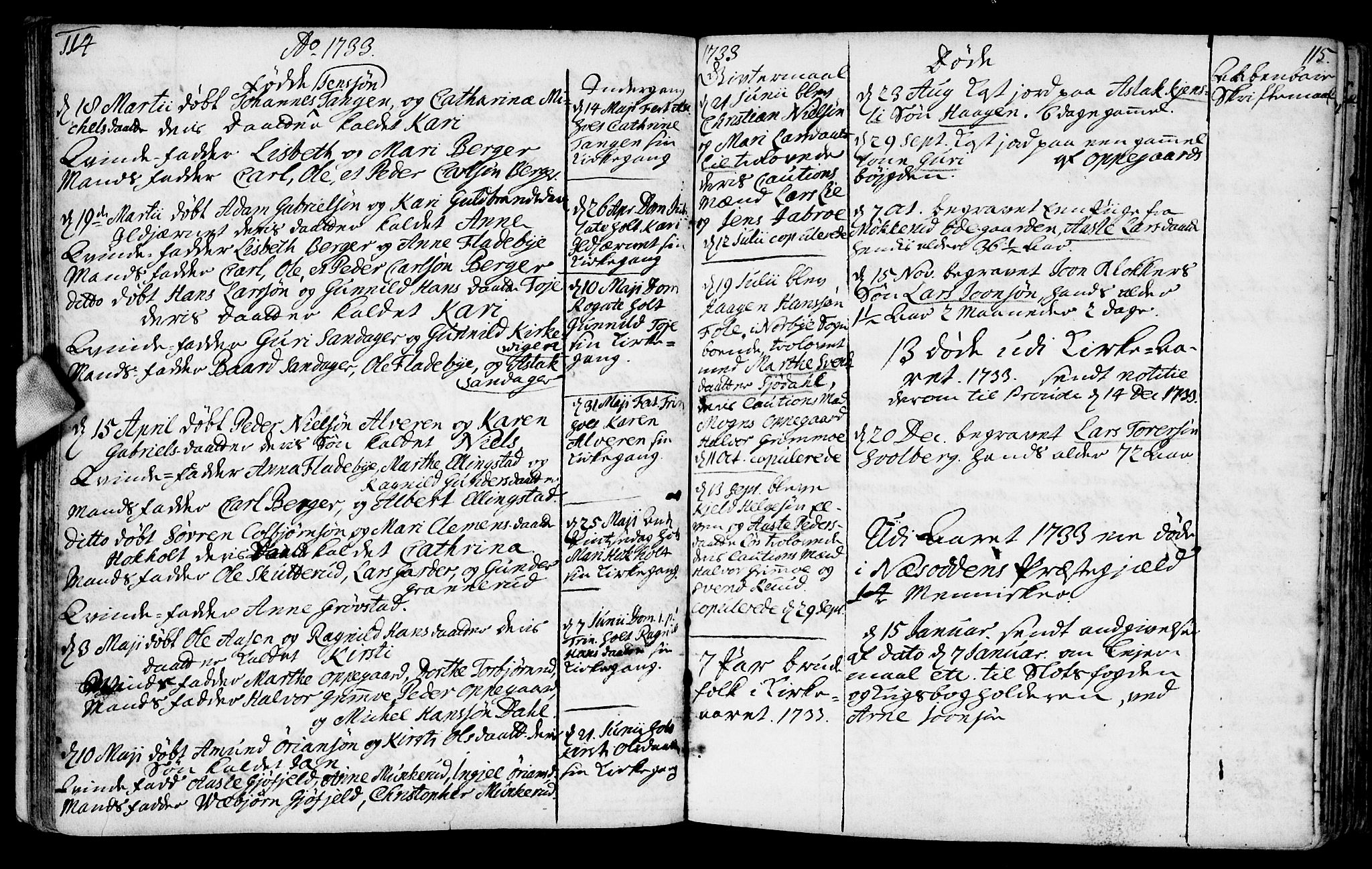 Nesodden prestekontor Kirkebøker, AV/SAO-A-10013/F/Fa/L0001: Ministerialbok nr. I 1, 1709-1750, s. 114-115