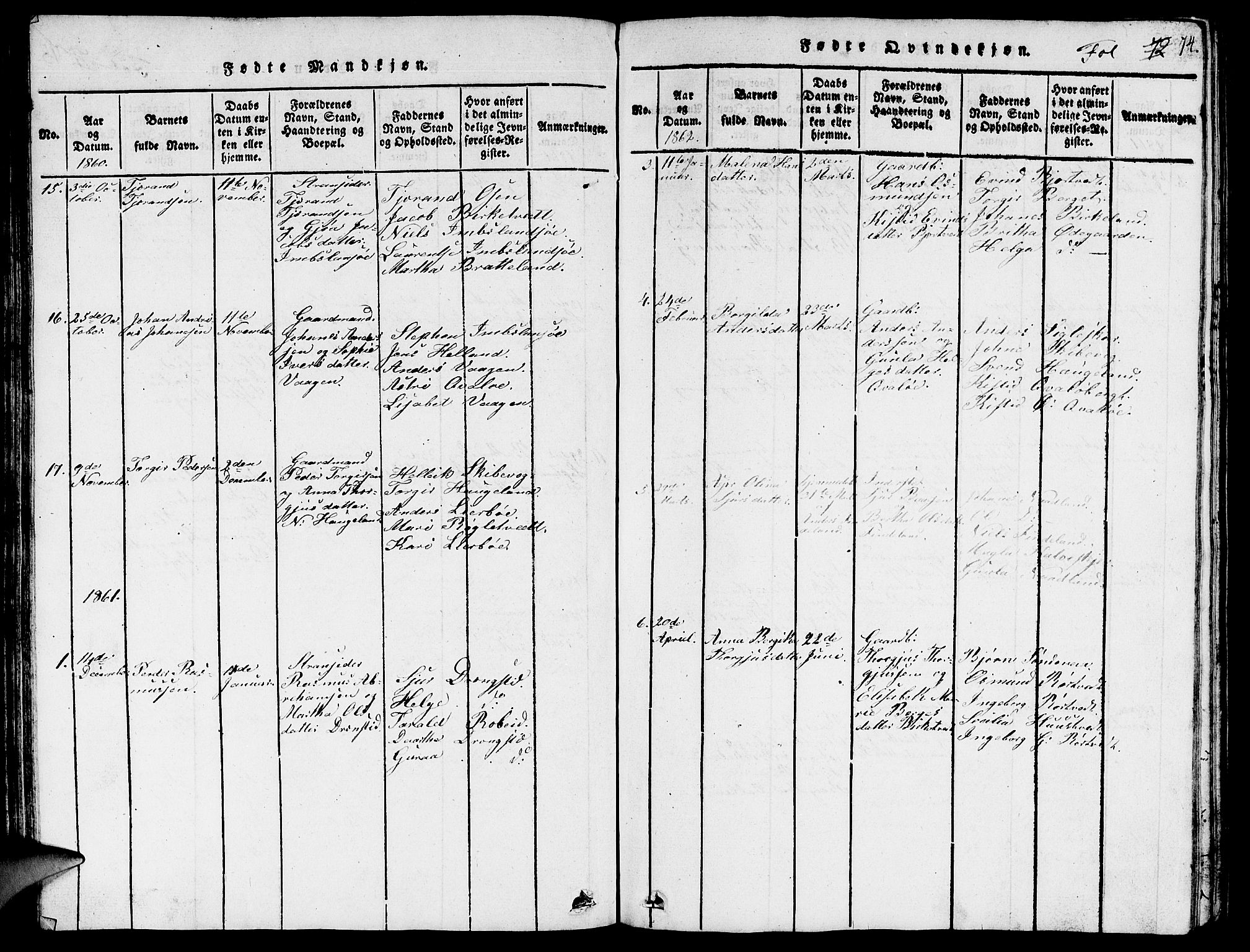 Vikedal sokneprestkontor, AV/SAST-A-101840/01/V: Klokkerbok nr. B 3, 1816-1867, s. 74