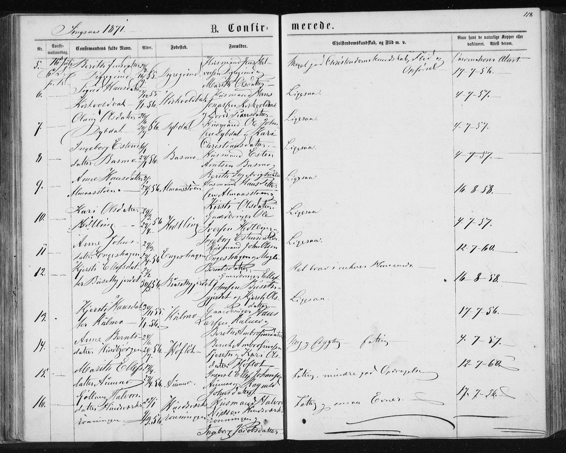 Ministerialprotokoller, klokkerbøker og fødselsregistre - Sør-Trøndelag, AV/SAT-A-1456/685/L0970: Ministerialbok nr. 685A08 /2, 1870-1878, s. 118