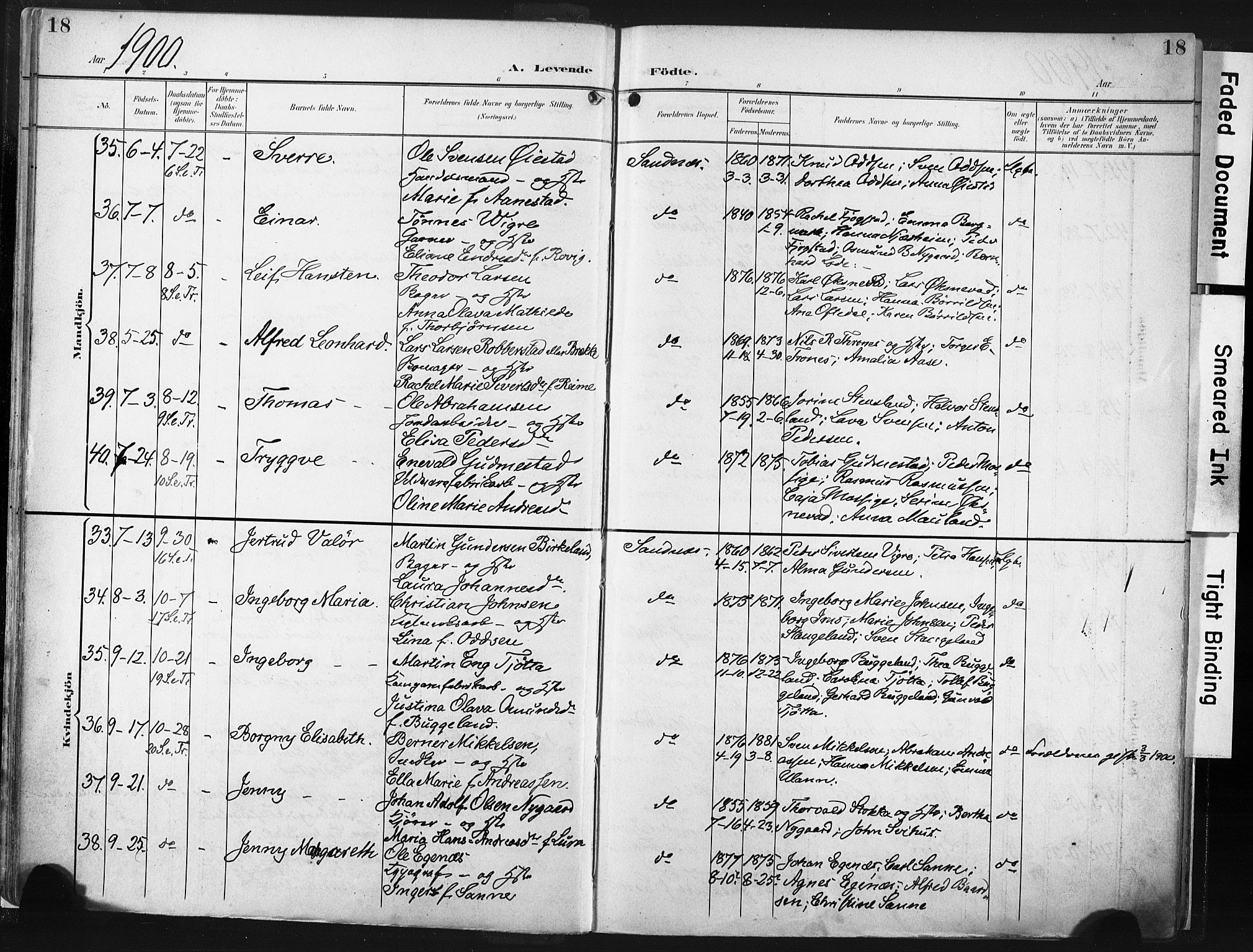 Høyland sokneprestkontor, AV/SAST-A-101799/001/30BA/L0016: Ministerialbok nr. A 16, 1899-1911, s. 18