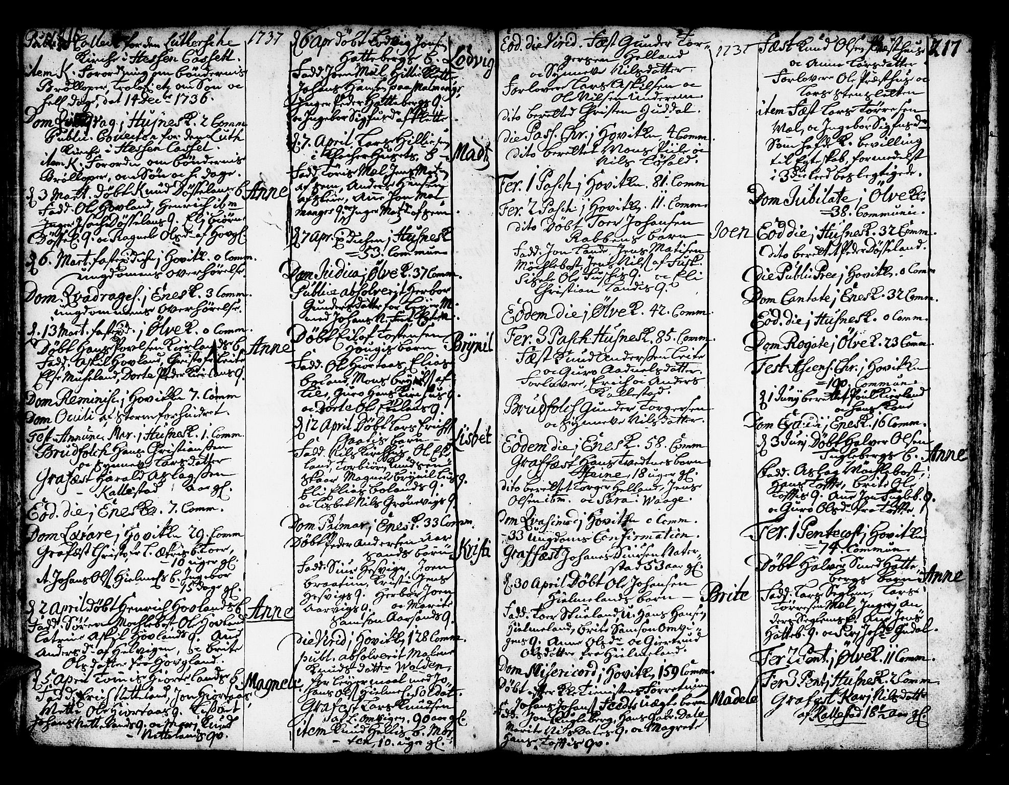 Kvinnherad sokneprestembete, AV/SAB-A-76401/H/Haa: Ministerialbok nr. A 2, 1710-1753, s. 216-217