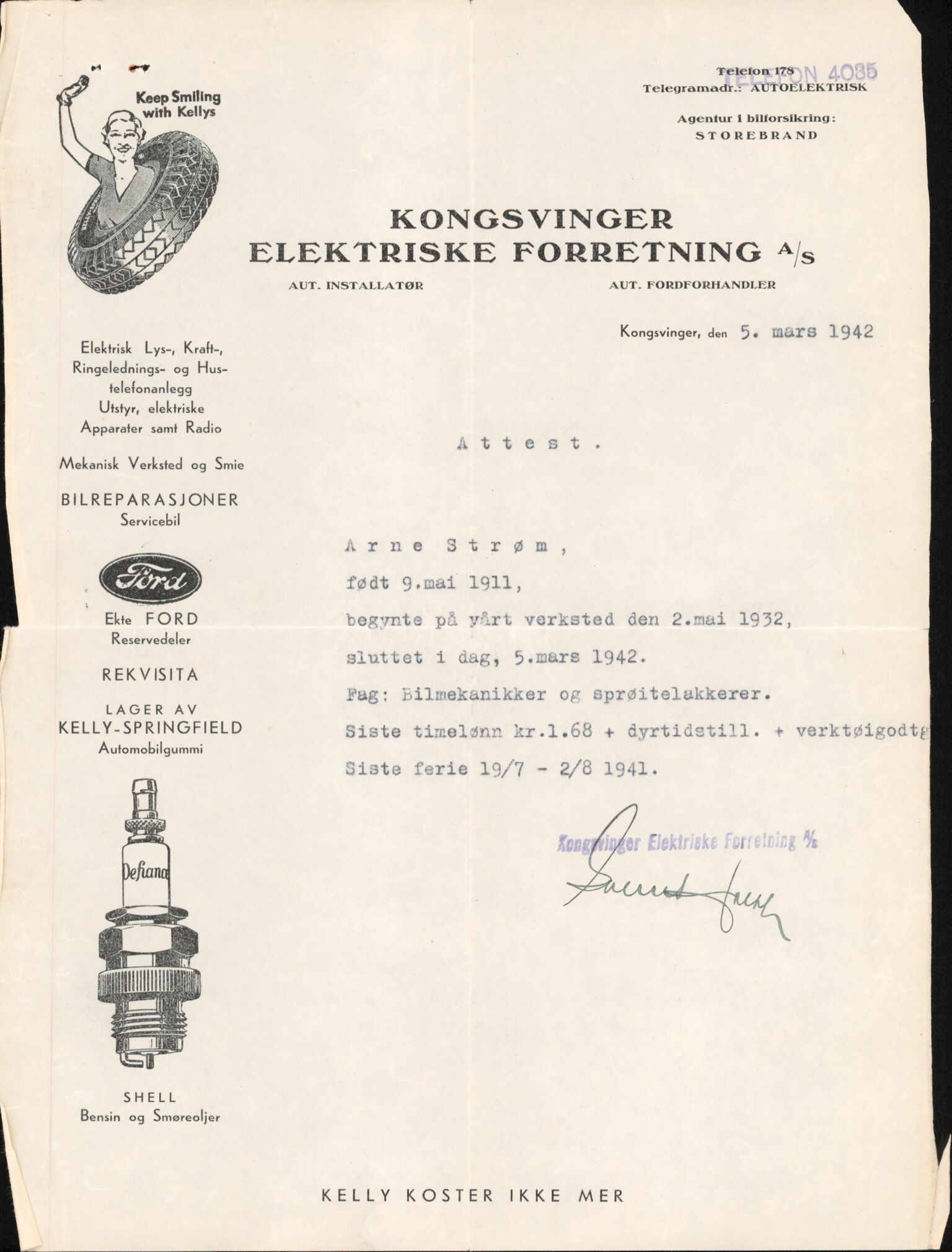 Forsvaret, Forsvarets overkommando/Luftforsvarsstaben, RA/RAFA-4079/P/Pa/L0028: Personellpapirer, 1911, s. 195