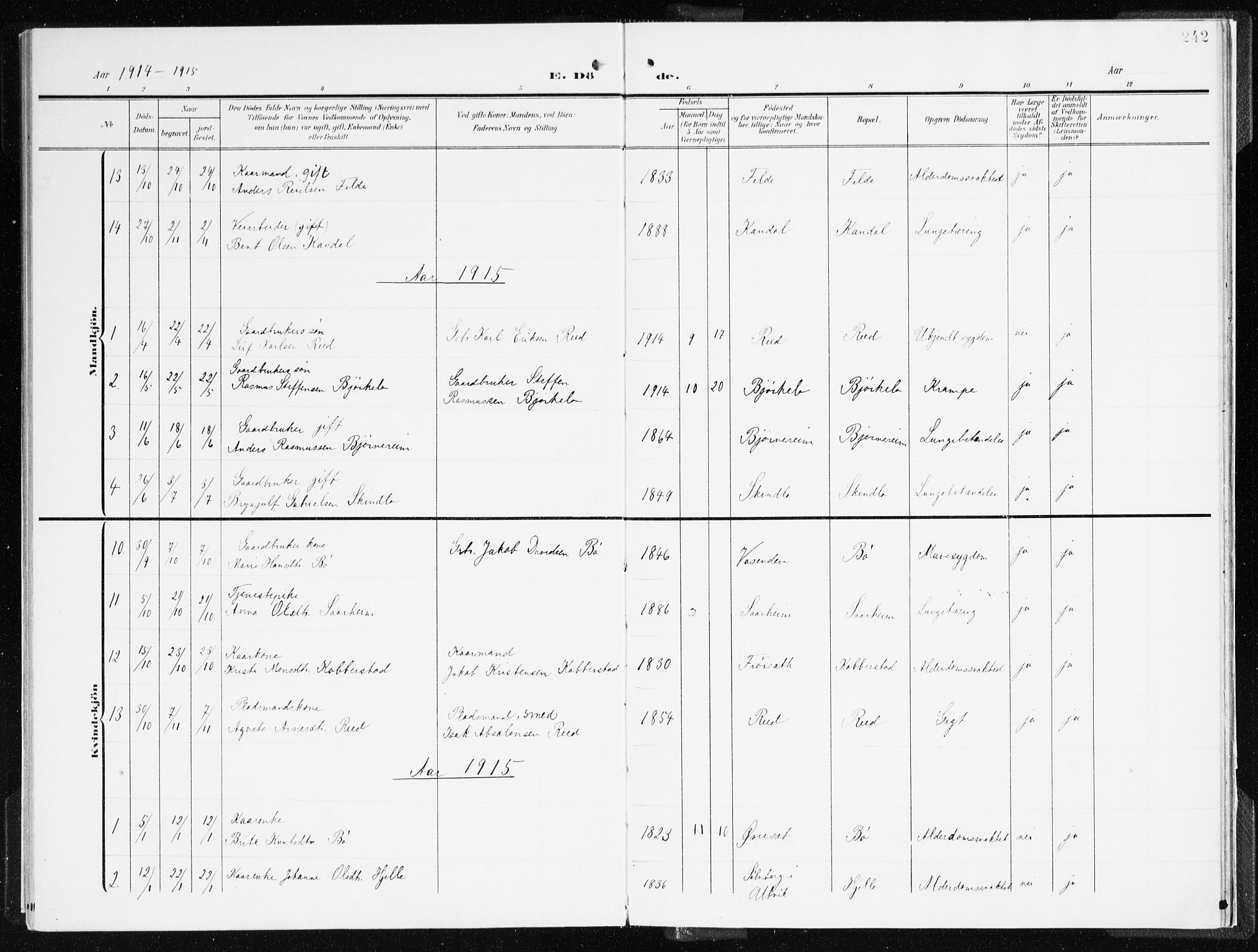 Gloppen sokneprestembete, AV/SAB-A-80101/H/Haa/Haac/L0003: Ministerialbok nr. C 3, 1904-1921, s. 242