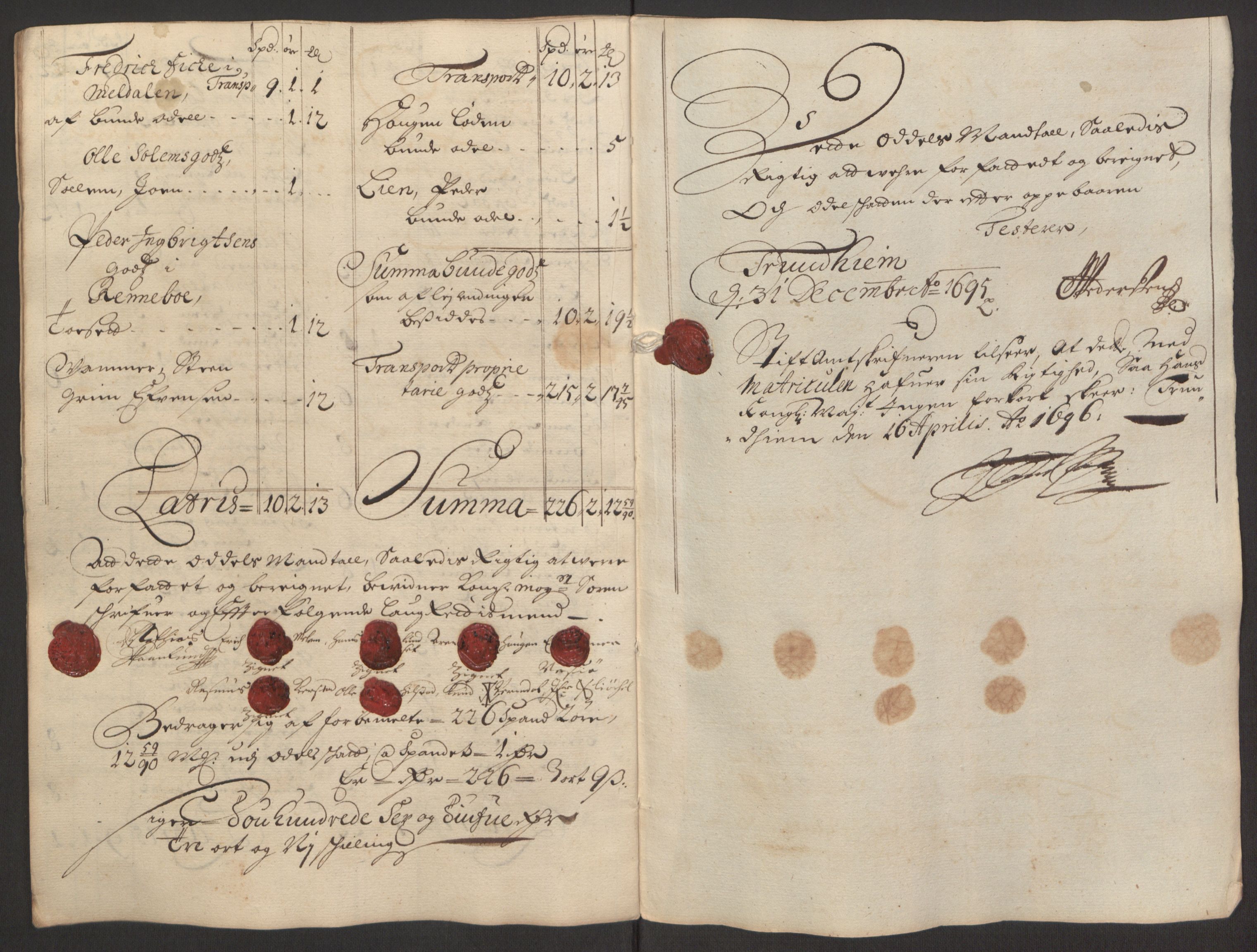 Rentekammeret inntil 1814, Reviderte regnskaper, Fogderegnskap, RA/EA-4092/R60/L3945: Fogderegnskap Orkdal og Gauldal, 1695, s. 129