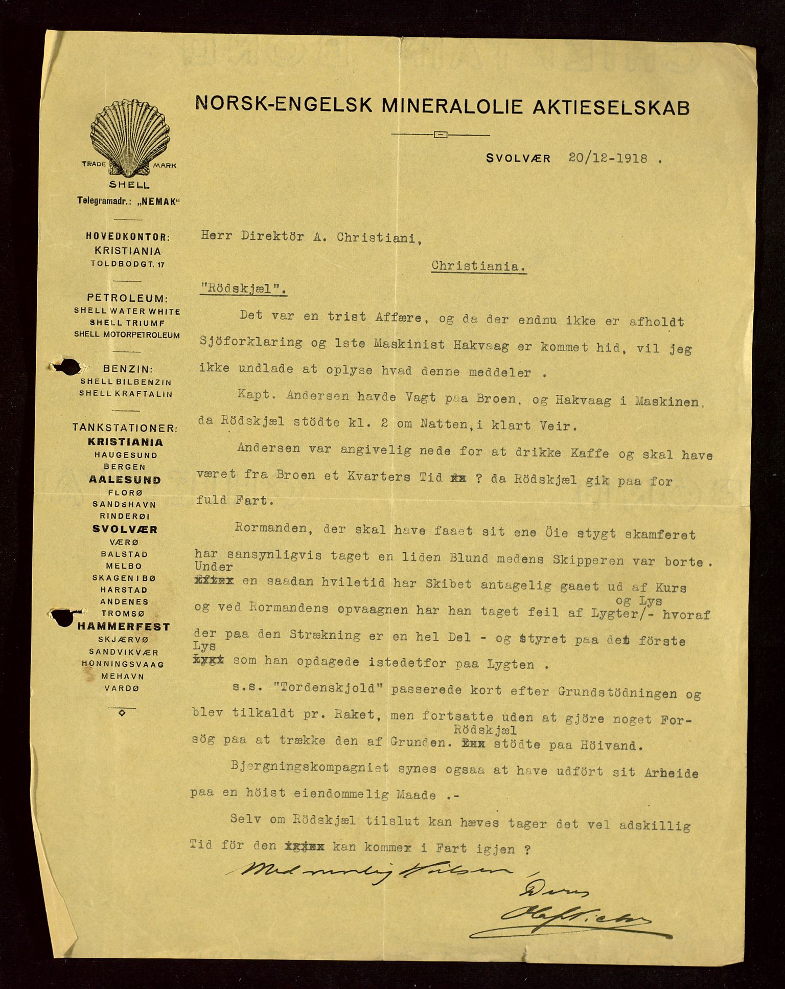 Pa 1521 - A/S Norske Shell, AV/SAST-A-101915/E/Ea/Eaa/L0004: Sjefskorrespondanse, 1918, s. 63