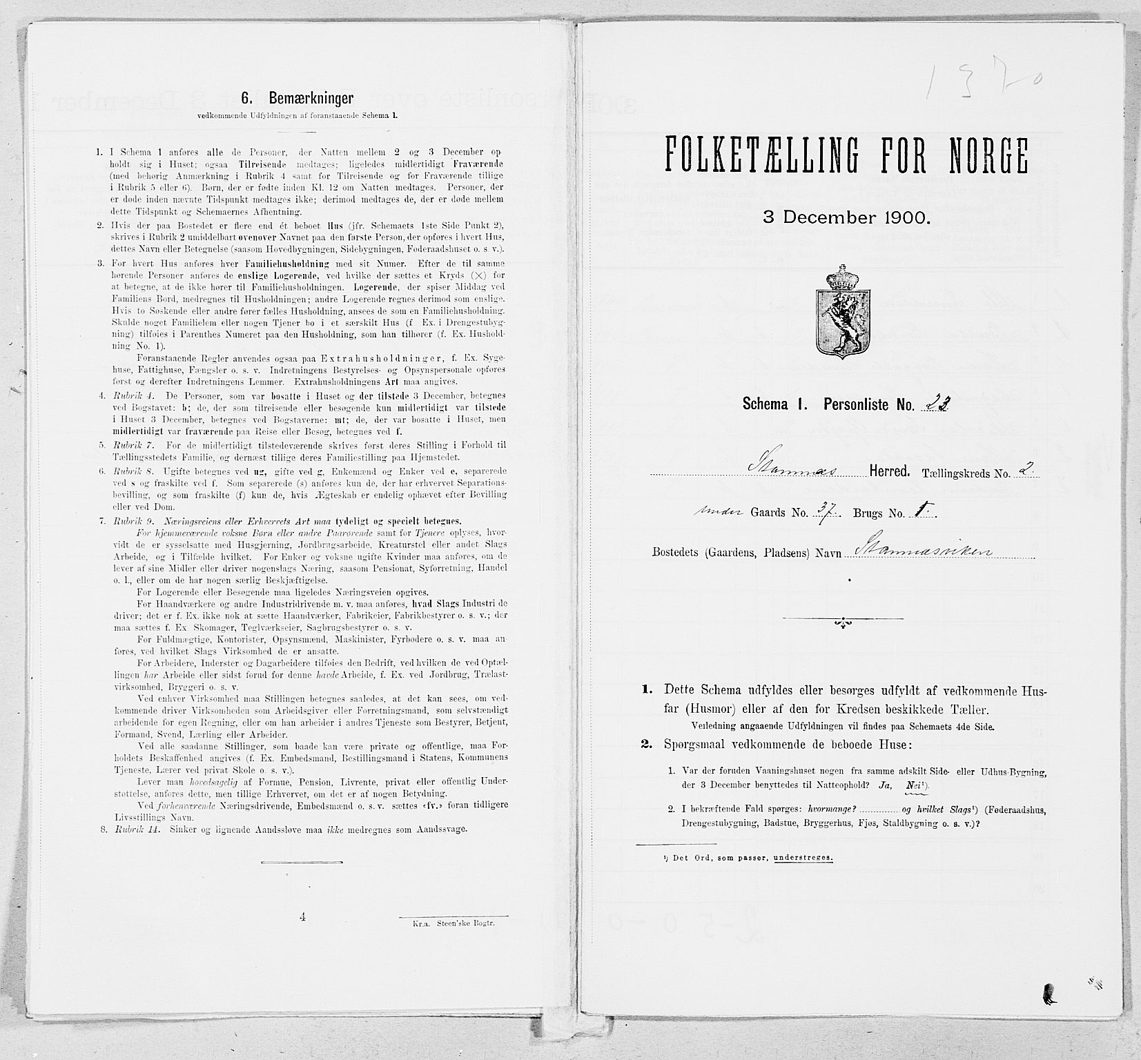 SAT, Folketelling 1900 for 1821 Stamnes herred, 1900, s. 240