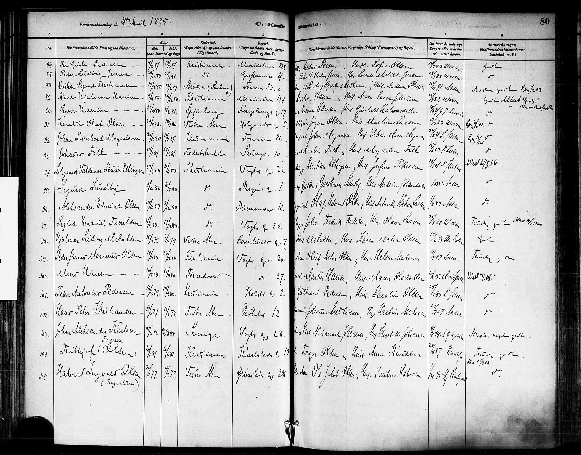 Sagene prestekontor Kirkebøker, AV/SAO-A-10796/F/L0002: Ministerialbok nr. 2, 1880-1897, s. 80