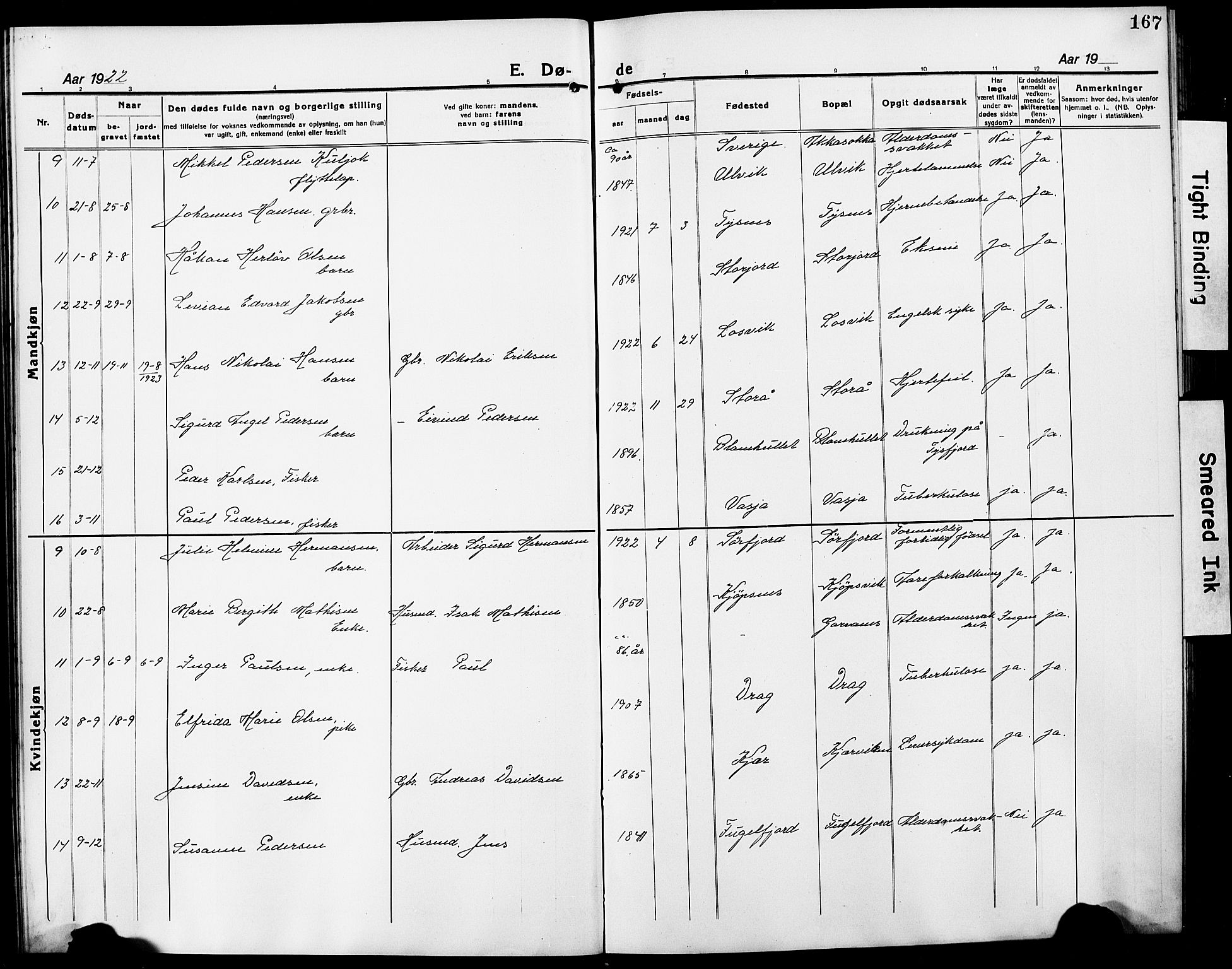 Ministerialprotokoller, klokkerbøker og fødselsregistre - Nordland, AV/SAT-A-1459/861/L0878: Klokkerbok nr. 861C04, 1917-1928, s. 167