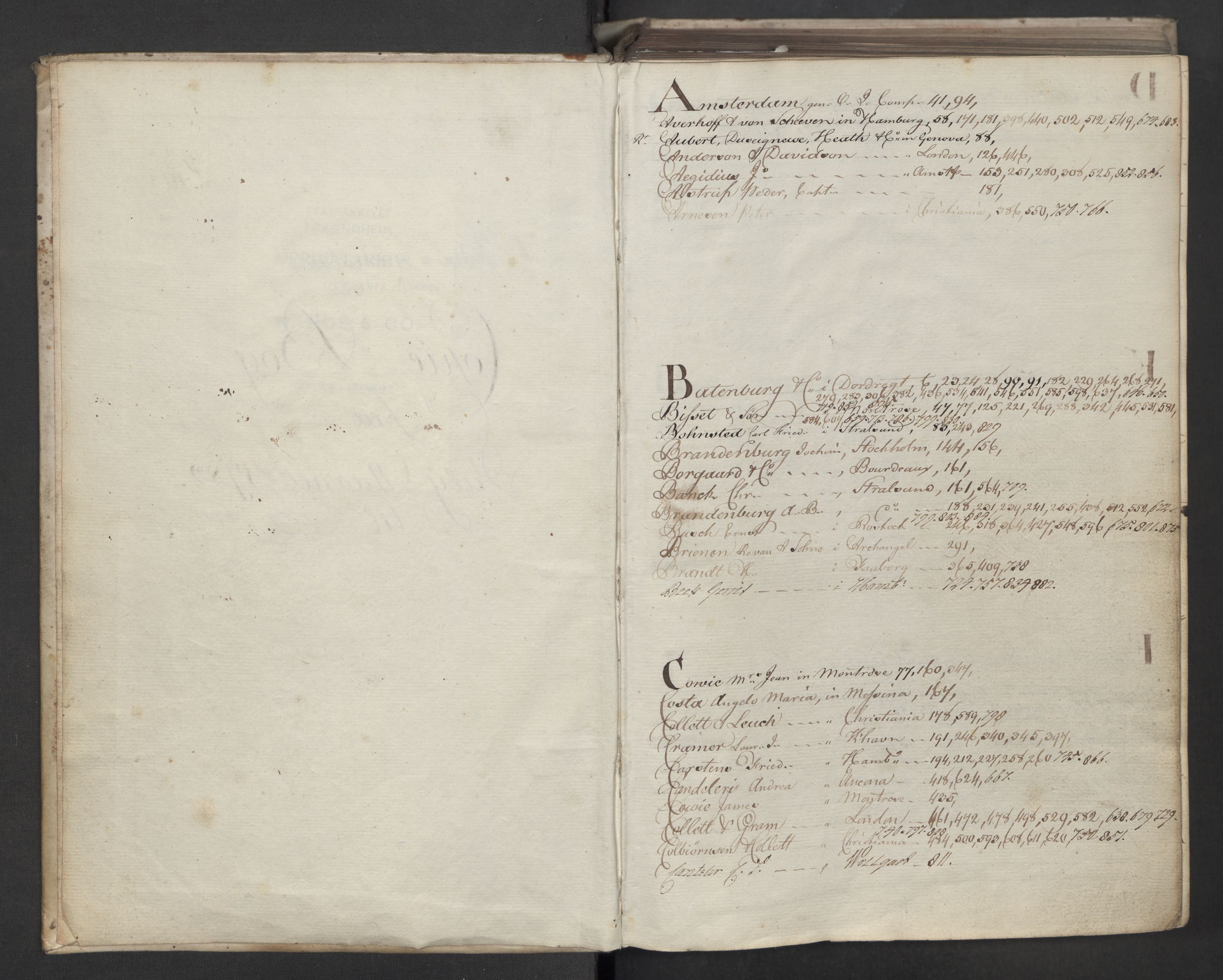 Hoë, Herman & Co, SAT/PA-0280/11/L0005: Kopibok, utenriks, 1782-1785