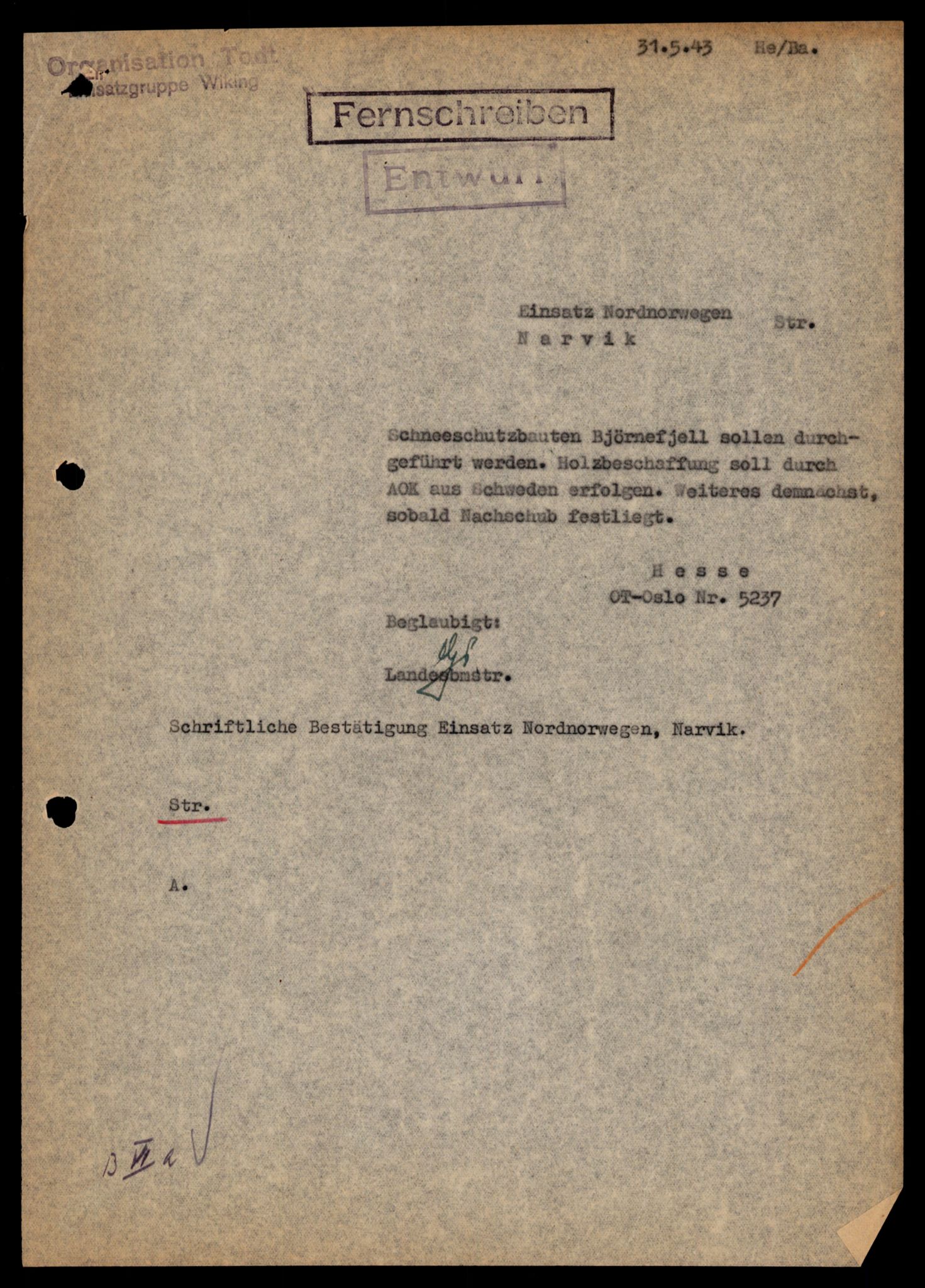 Forsvarets Overkommando. 2 kontor. Arkiv 11.4. Spredte tyske arkivsaker, AV/RA-RAFA-7031/D/Dar/Darb/L0001: Reichskommissariat - Hauptabteilung Technik und Verkehr, 1940-1944, s. 568