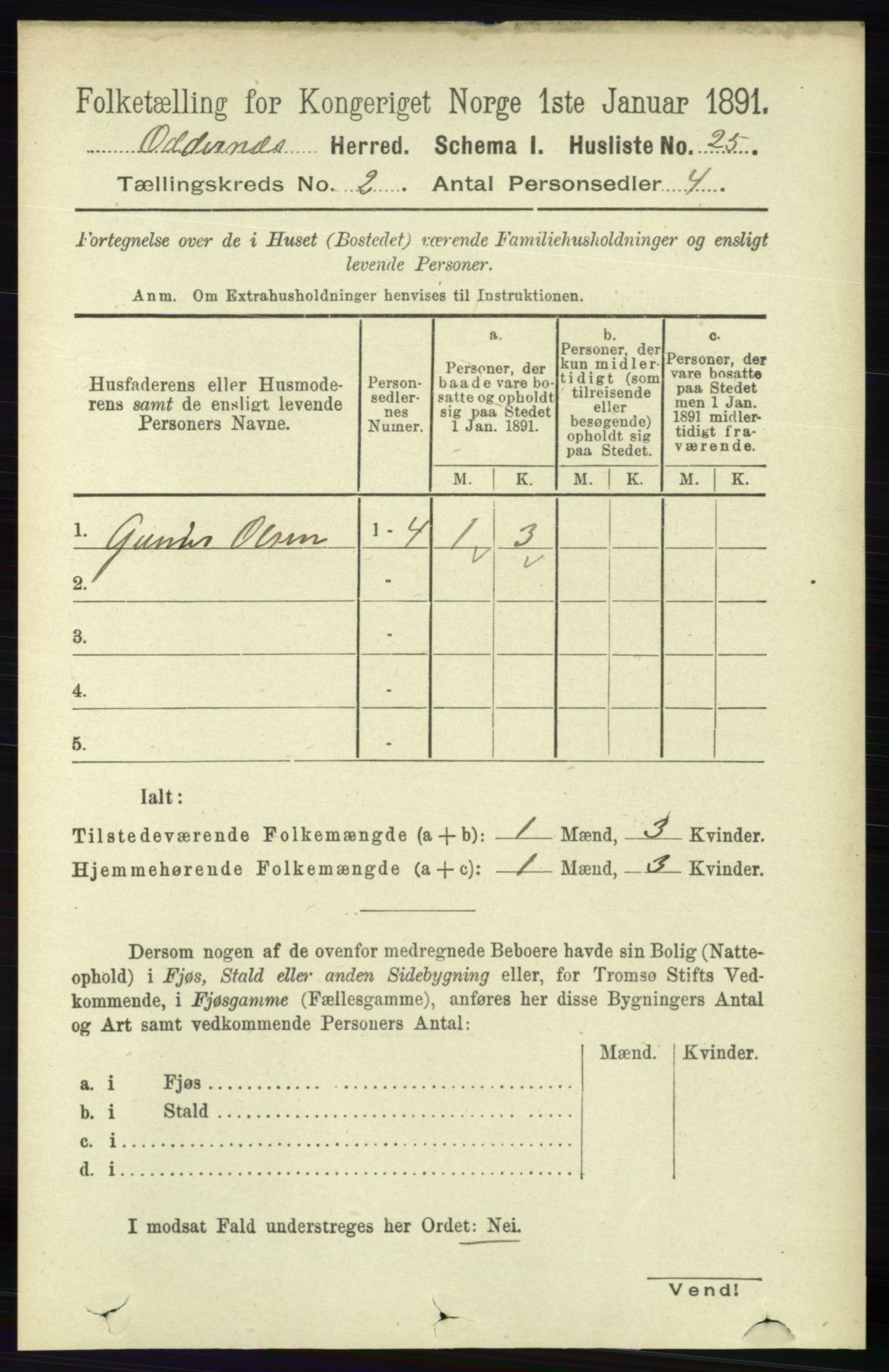 RA, Folketelling 1891 for 1012 Oddernes herred, 1891, s. 547