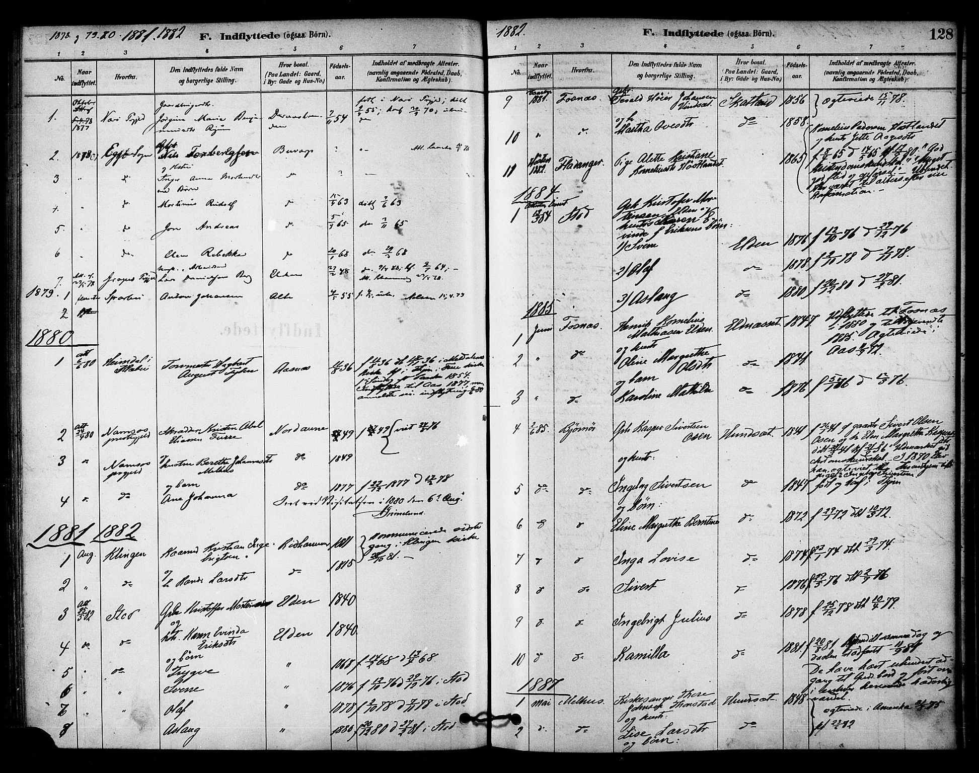 Ministerialprotokoller, klokkerbøker og fødselsregistre - Nord-Trøndelag, SAT/A-1458/742/L0408: Ministerialbok nr. 742A01, 1878-1890, s. 128