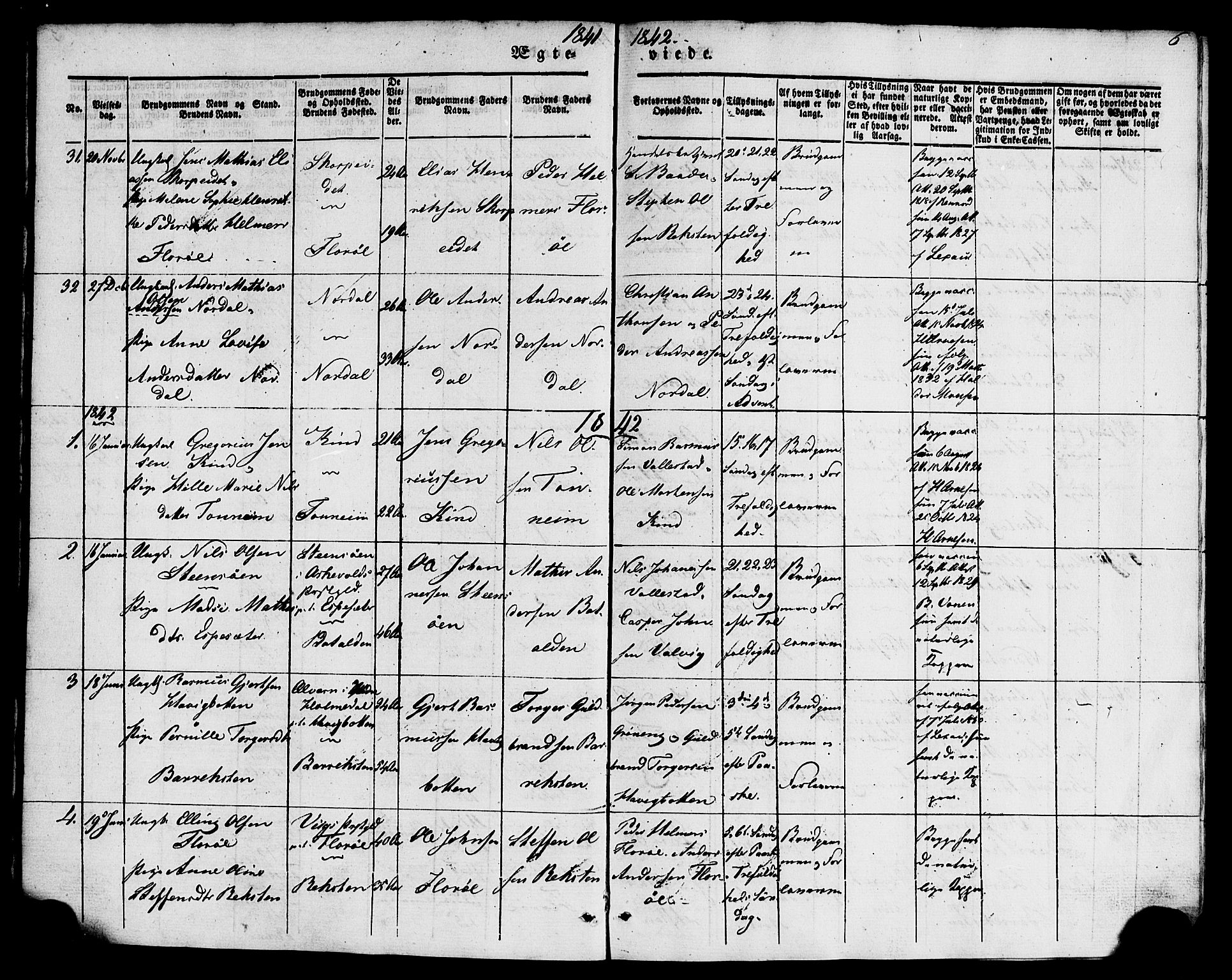 Kinn sokneprestembete, AV/SAB-A-80801/H/Haa/Haaa/L0009: Ministerialbok nr. A 9, 1841-1852, s. 6