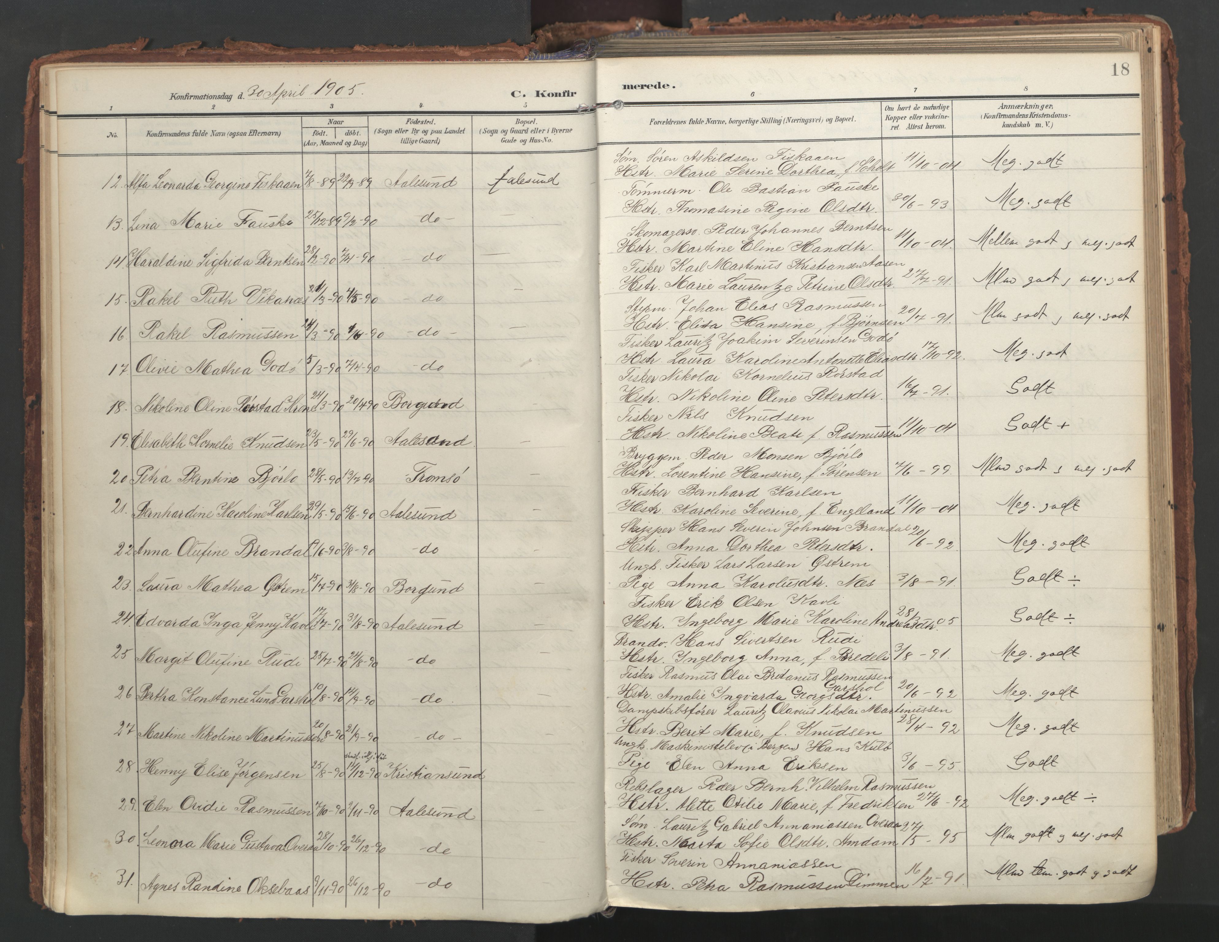 Ministerialprotokoller, klokkerbøker og fødselsregistre - Møre og Romsdal, AV/SAT-A-1454/529/L0459: Ministerialbok nr. 529A09, 1904-1917, s. 18