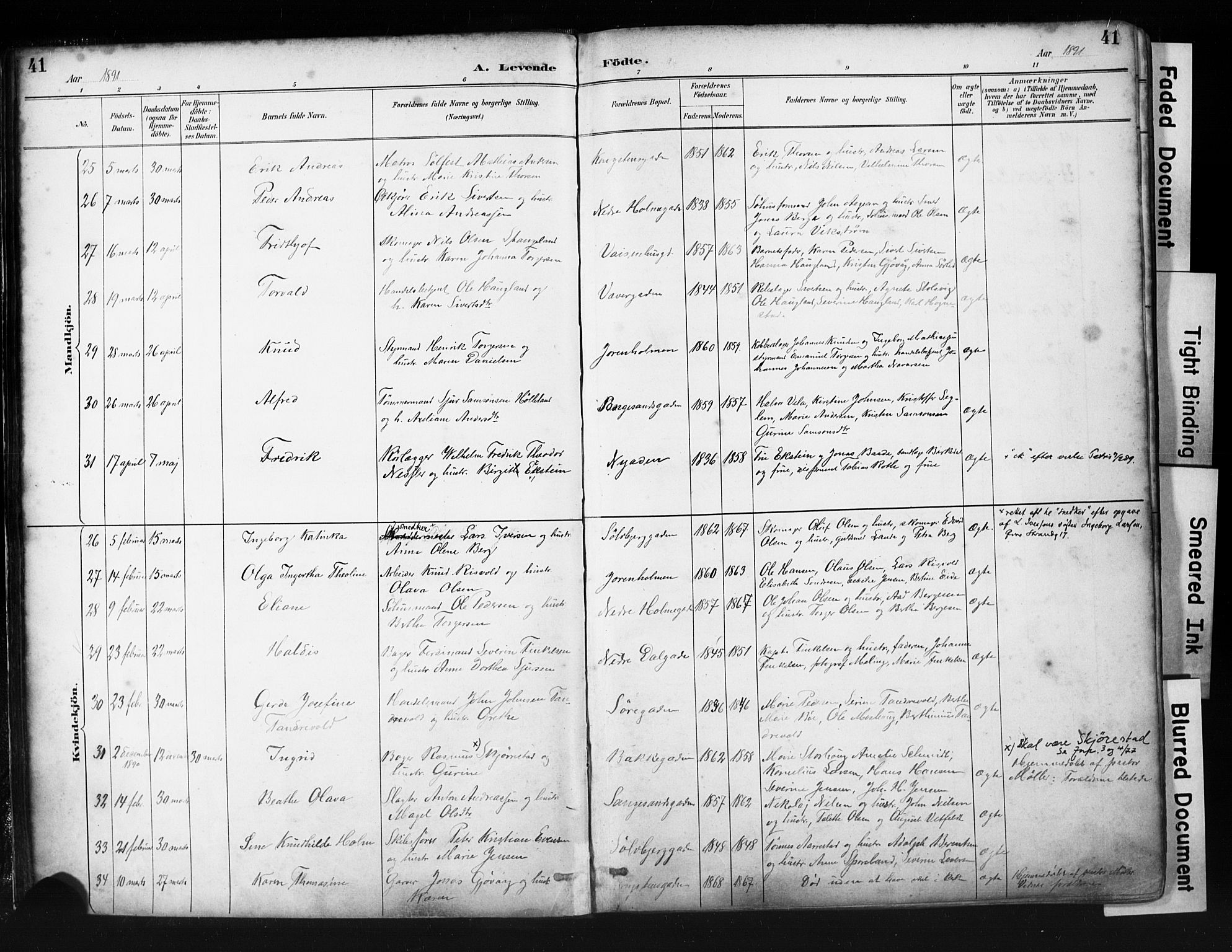 St. Petri sokneprestkontor, AV/SAST-A-101813/001/30/30BA/L0019: Ministerialbok nr. A 20, 1888-1901, s. 41
