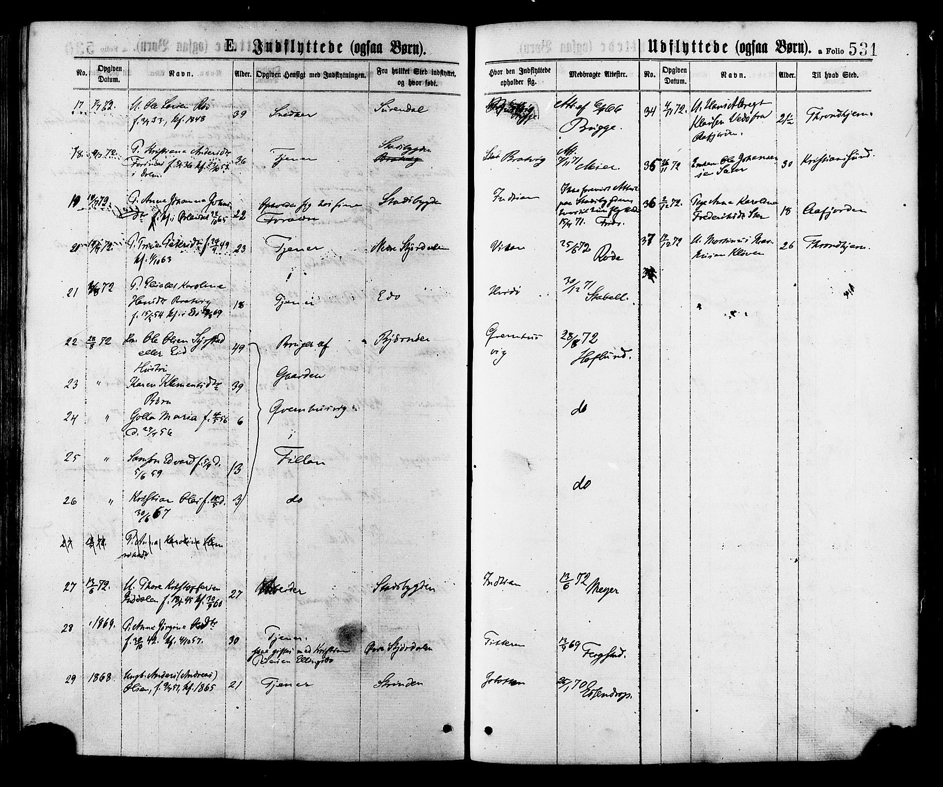 Ministerialprotokoller, klokkerbøker og fødselsregistre - Sør-Trøndelag, SAT/A-1456/634/L0532: Ministerialbok nr. 634A08, 1871-1881, s. 531