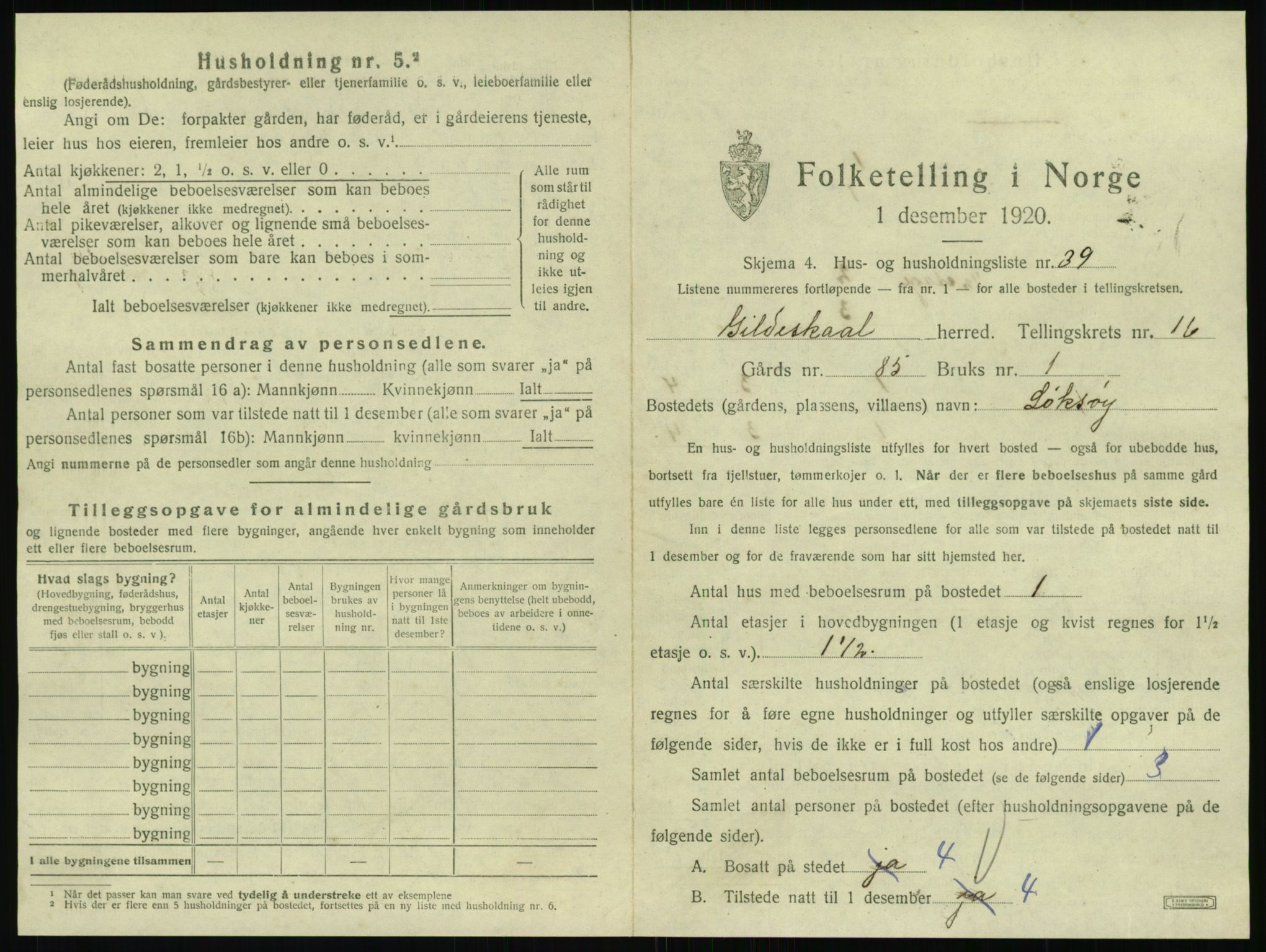 SAT, Folketelling 1920 for 1838 Gildeskål herred, 1920, s. 1616