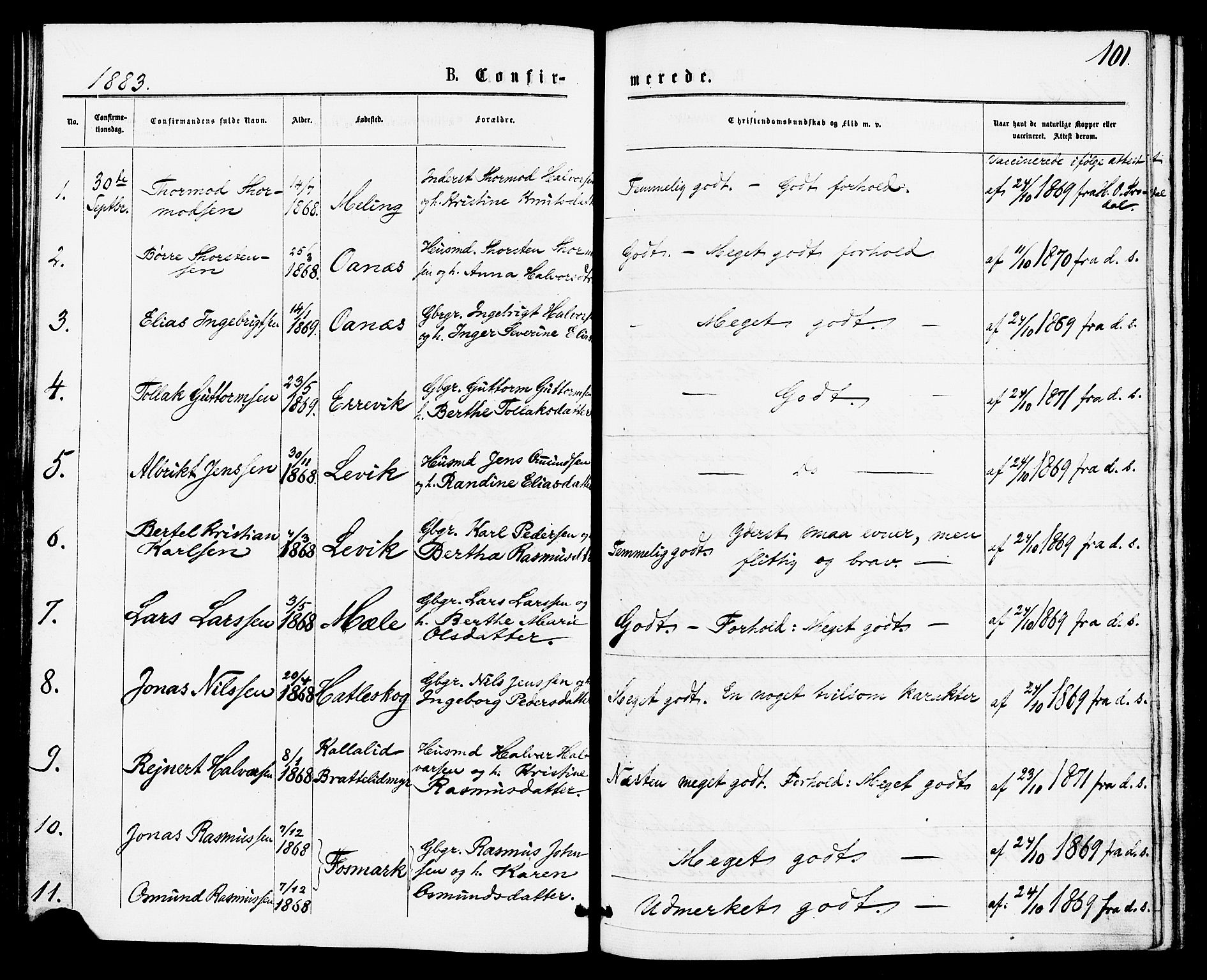 Høgsfjord sokneprestkontor, AV/SAST-A-101624/H/Ha/Haa/L0004: Ministerialbok nr. A 4, 1876-1884, s. 101