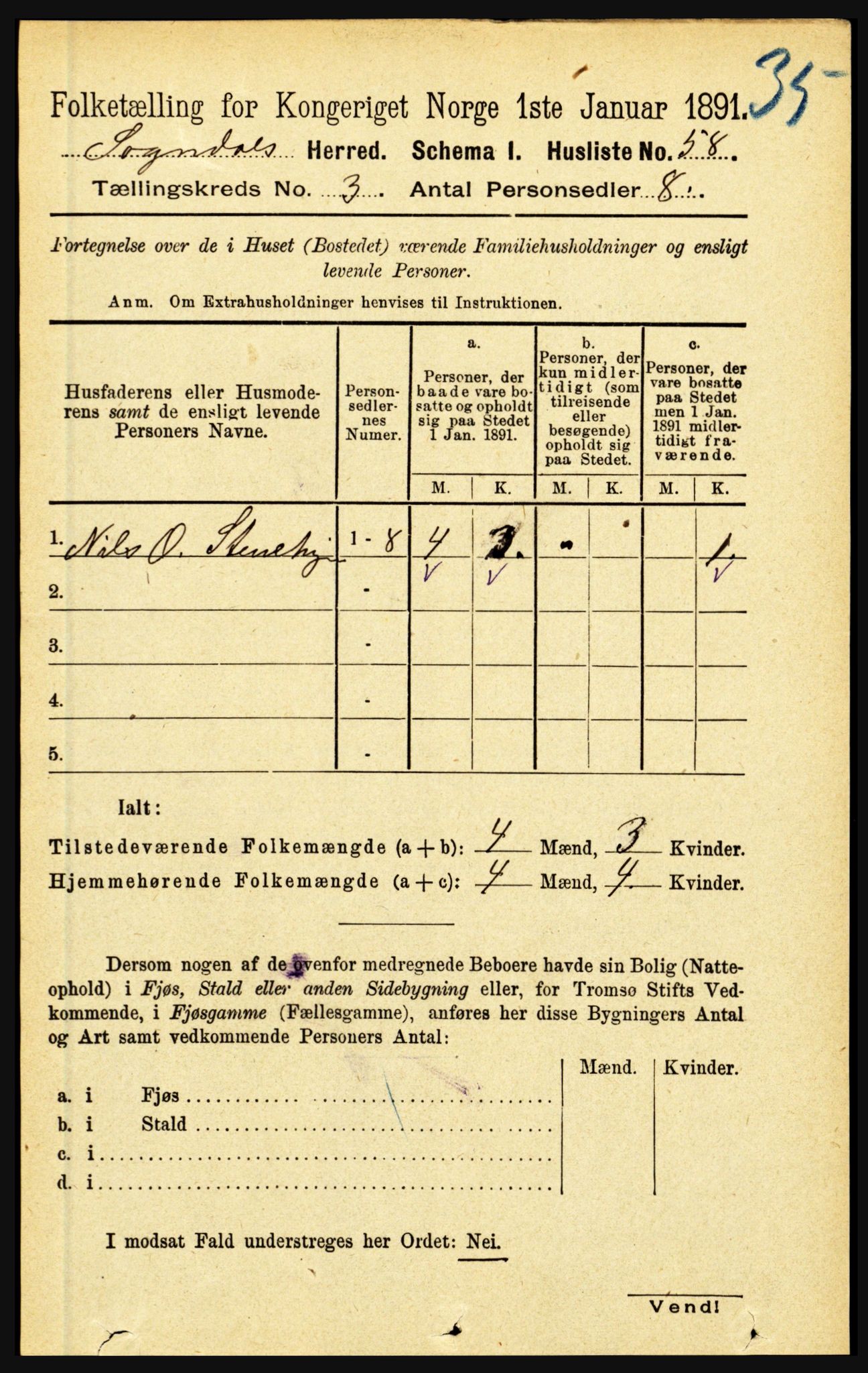 RA, Folketelling 1891 for 1420 Sogndal herred, 1891, s. 1476