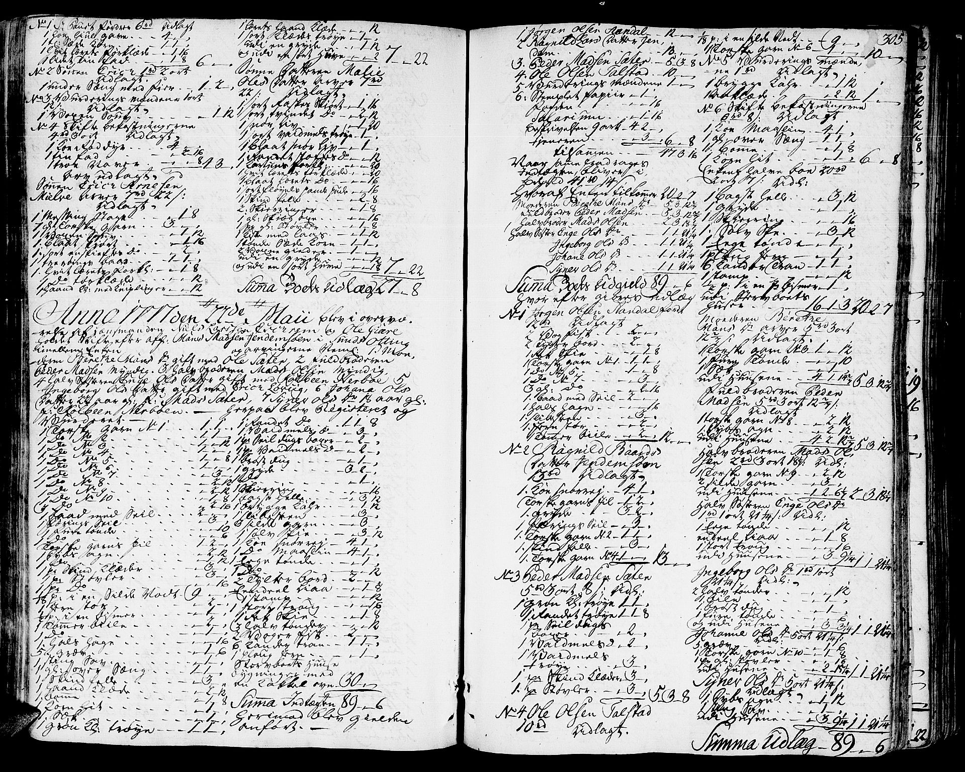 Romsdal sorenskriveri, SAT/A-4149/1/3/3A/L0010: Skifteprotokoll, 1774-1782, s. 304b-305a