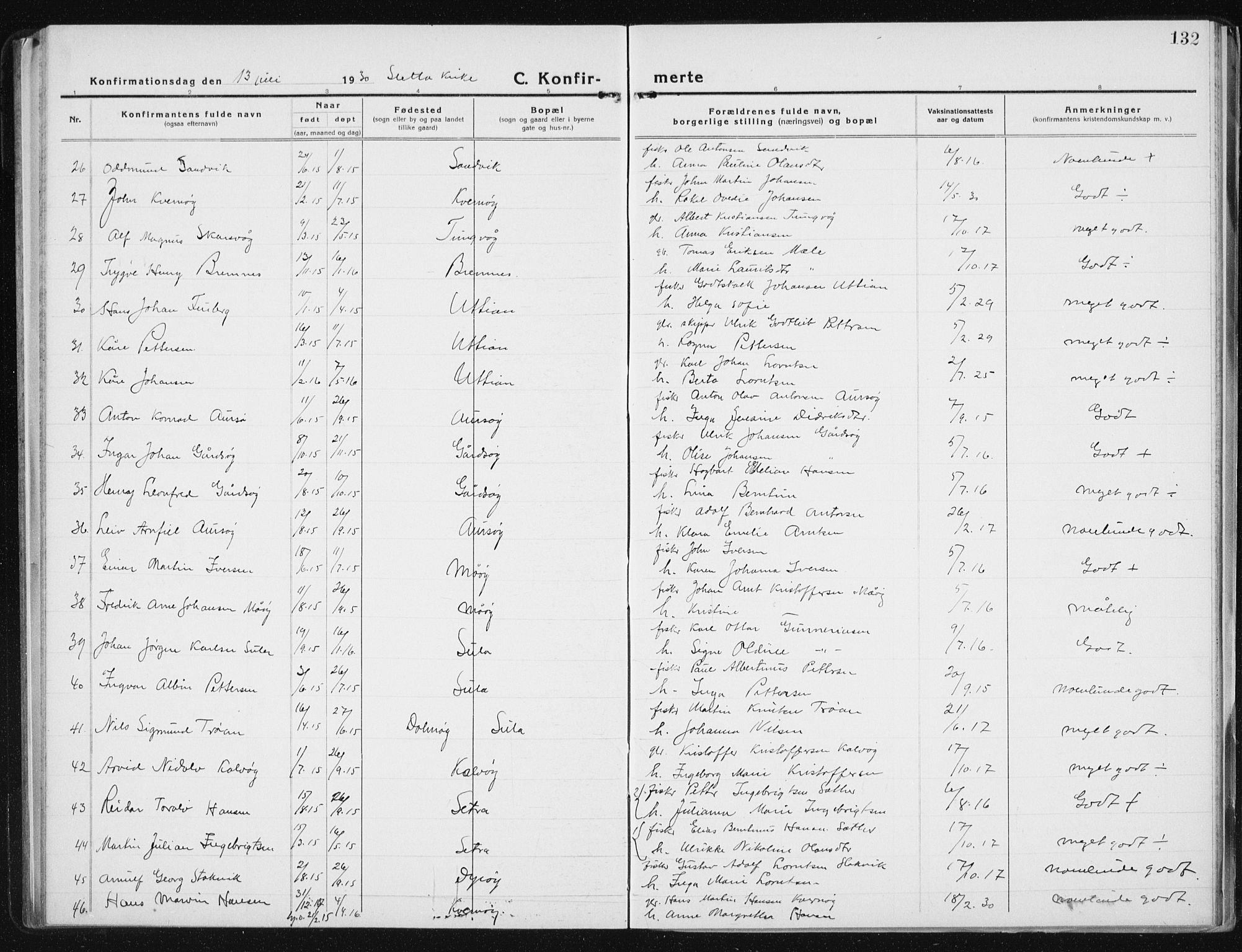 Ministerialprotokoller, klokkerbøker og fødselsregistre - Sør-Trøndelag, AV/SAT-A-1456/640/L0589: Klokkerbok nr. 640C06, 1922-1934, s. 132