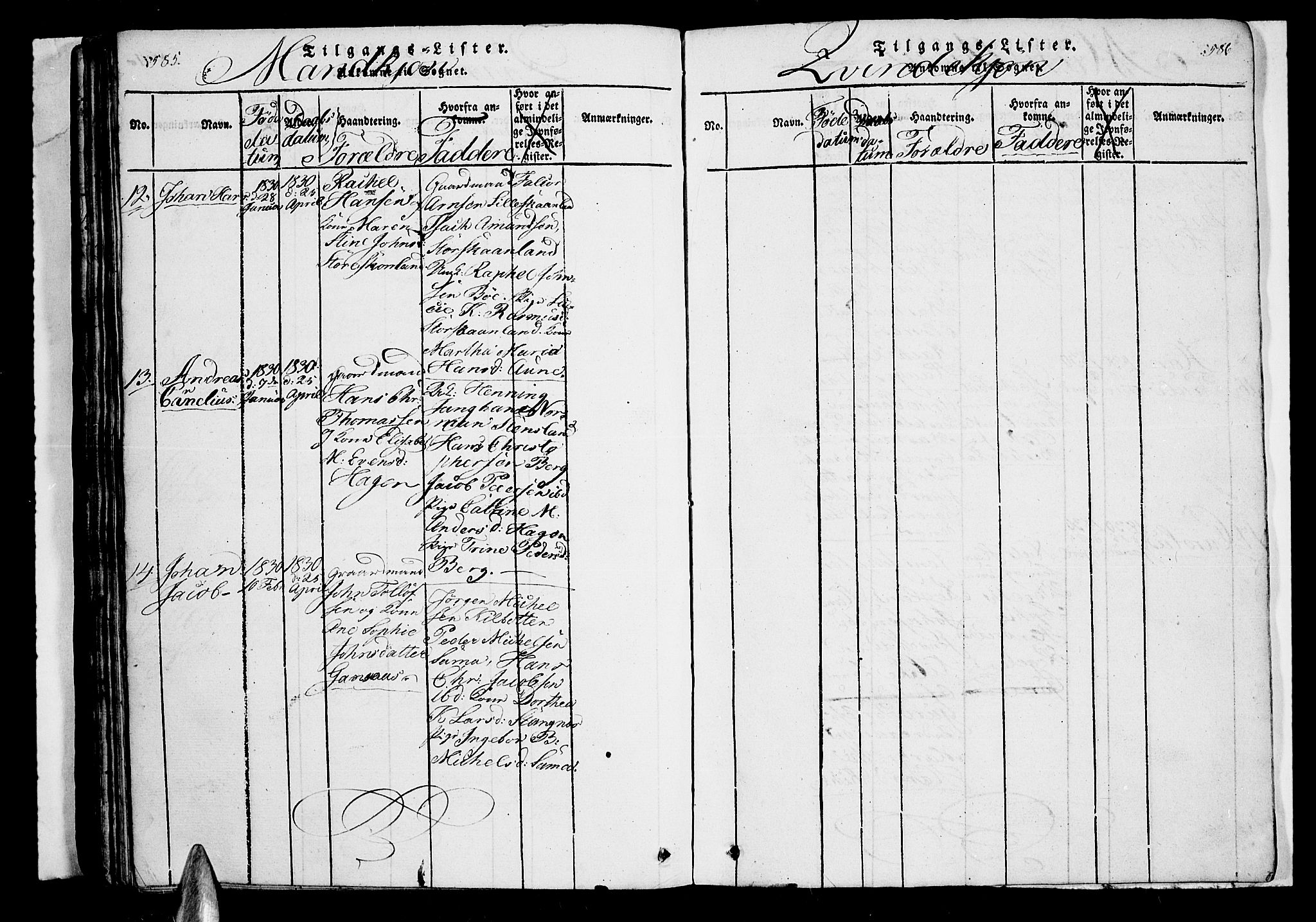 Trondenes sokneprestkontor, SATØ/S-1319/H/Hb/L0003klokker: Klokkerbok nr. 3, 1820-1834, s. 585-586