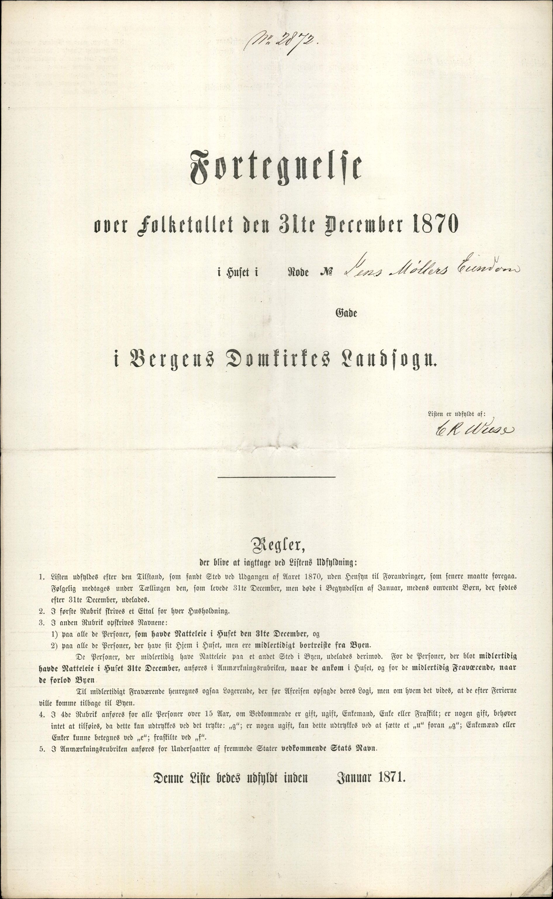 RA, Folketelling 1870 for 1301 Bergen kjøpstad, 1870