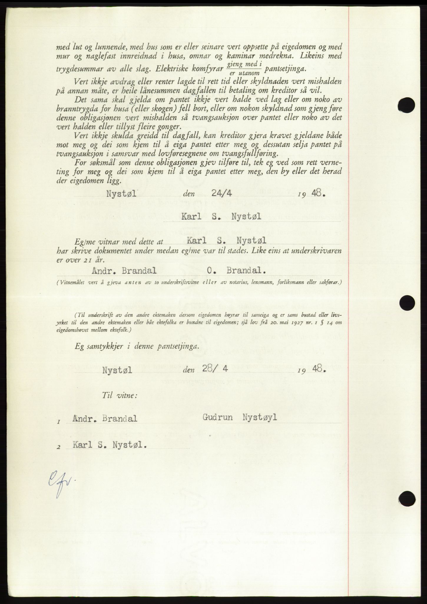 Søre Sunnmøre sorenskriveri, AV/SAT-A-4122/1/2/2C/L0115: Pantebok nr. 3B, 1947-1948, Dagboknr: 630/1948