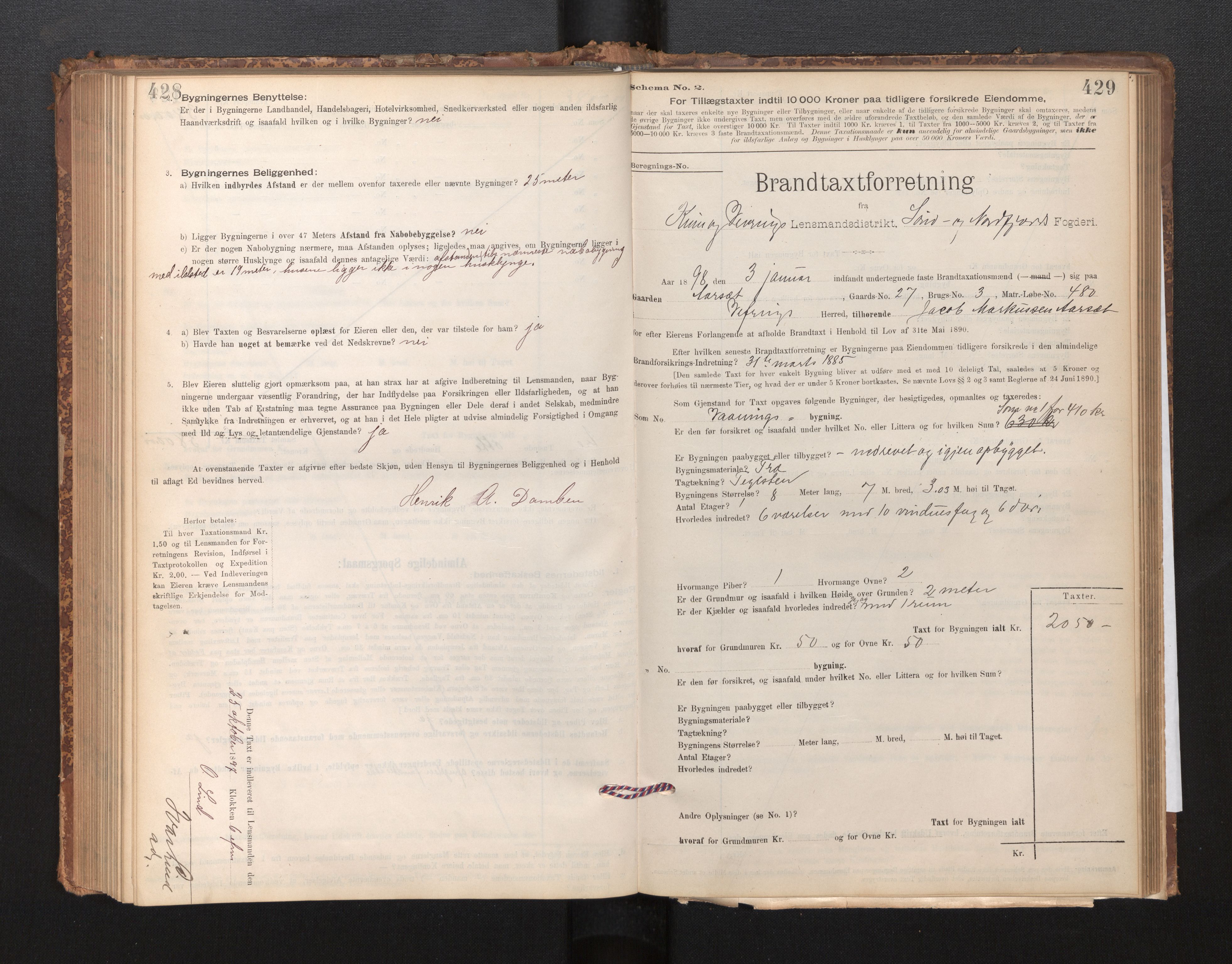 Lensmannen i Kinn, SAB/A-28801/0012/L0004f: Branntakstprotokoll, skjematakst, 1894-1911, s. 428-429
