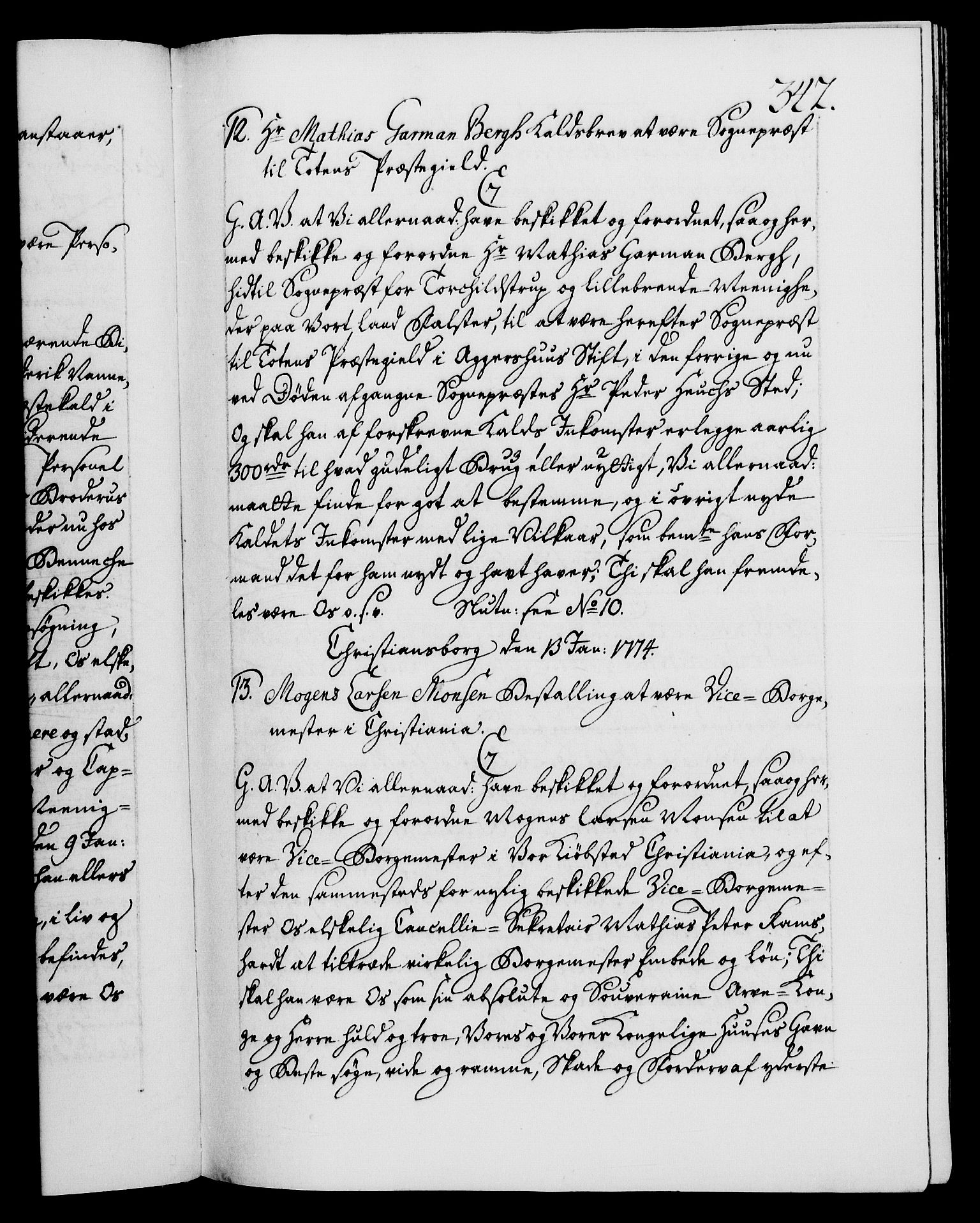 Danske Kanselli 1572-1799, AV/RA-EA-3023/F/Fc/Fca/Fcaa/L0046: Norske registre, 1773-1775, s. 342a