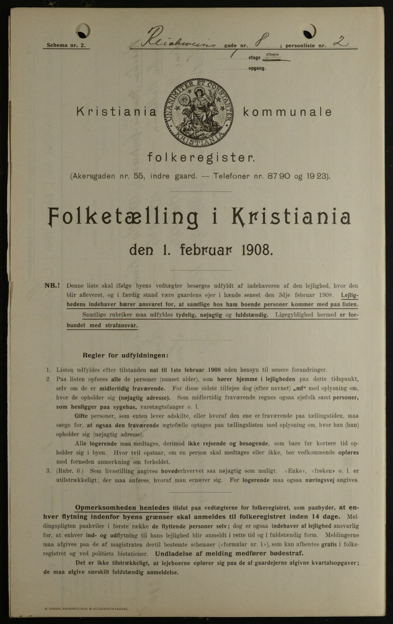 OBA, Kommunal folketelling 1.2.1908 for Kristiania kjøpstad, 1908, s. 74444