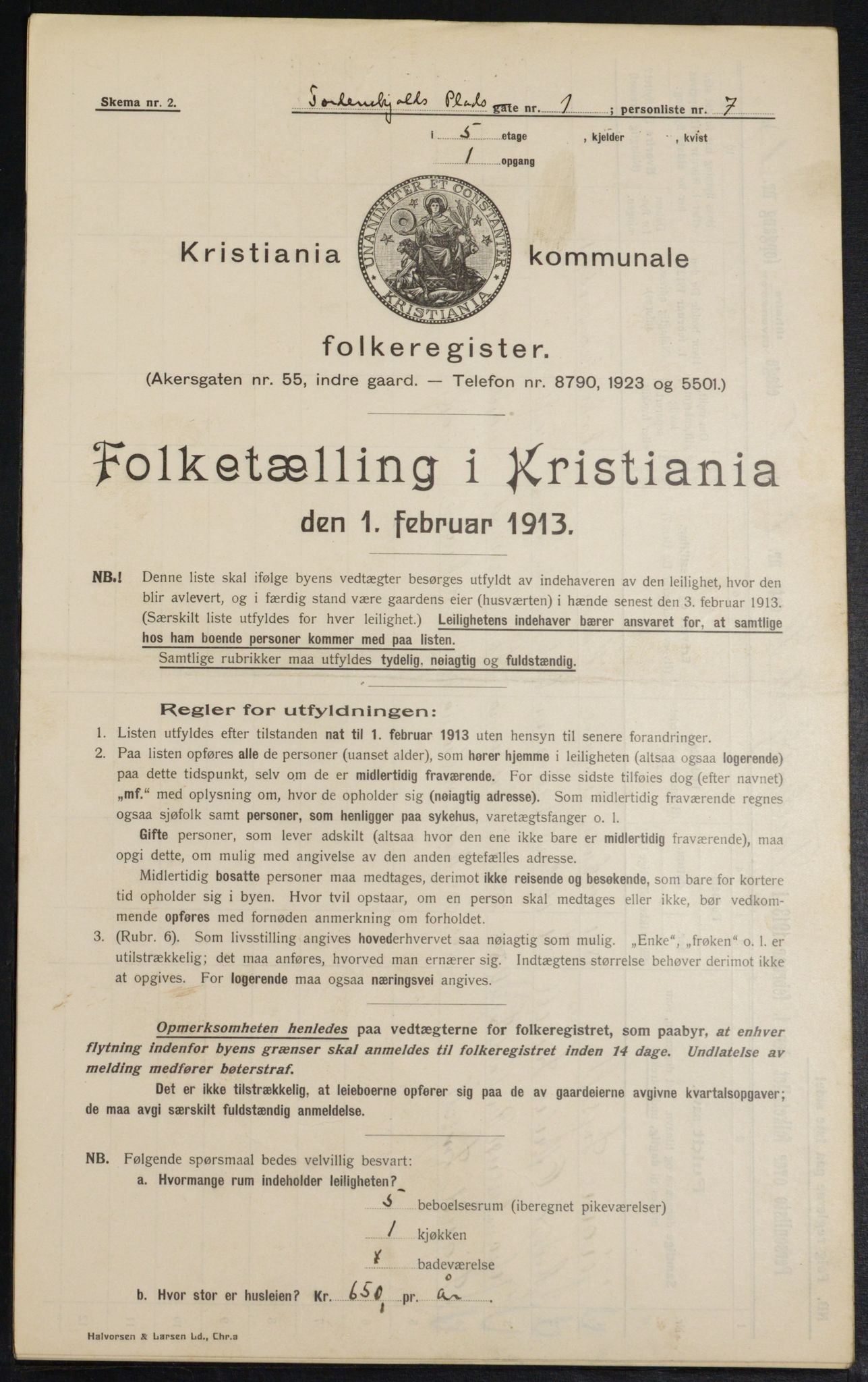 OBA, Kommunal folketelling 1.2.1913 for Kristiania, 1913, s. 113828