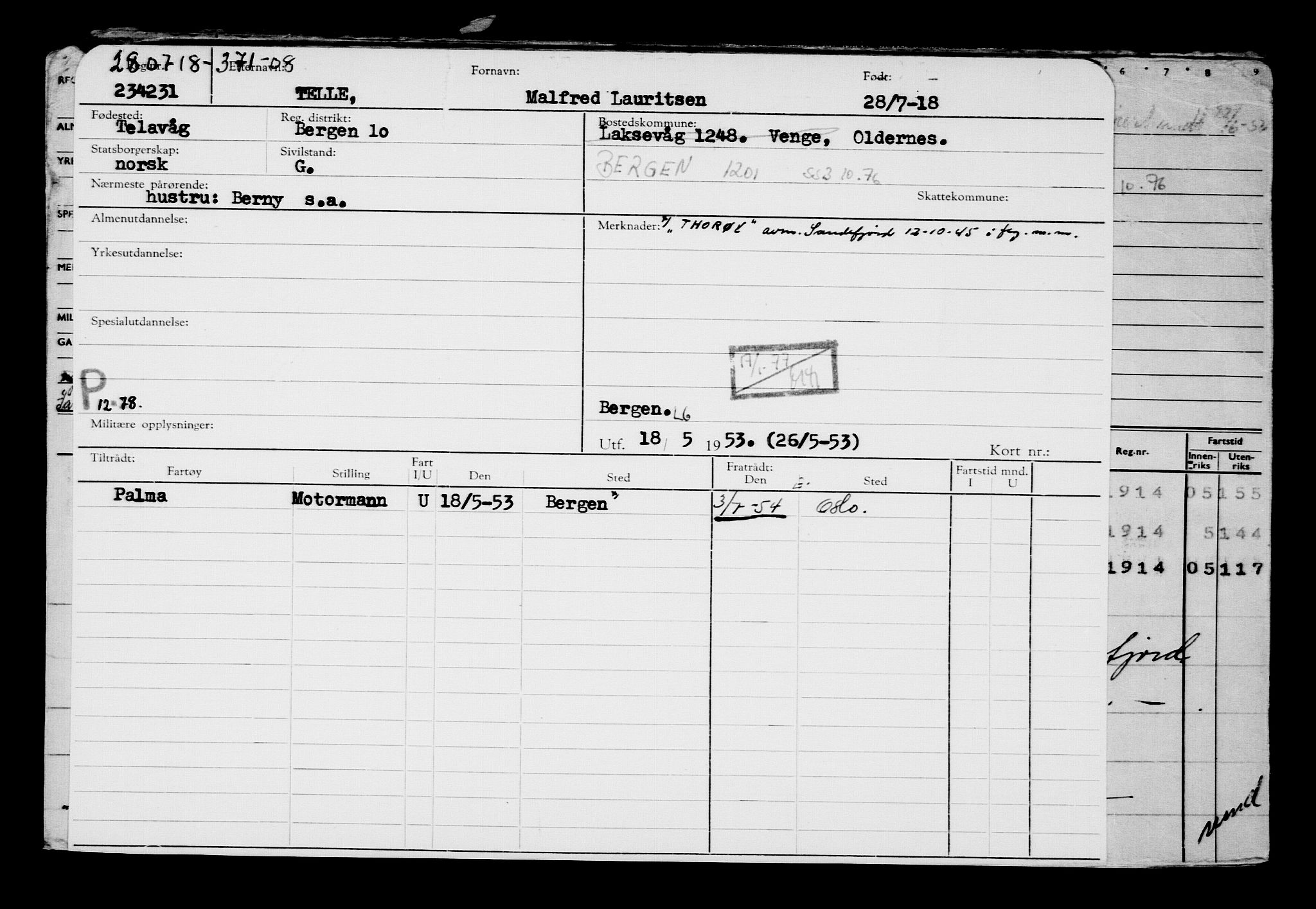 Direktoratet for sjømenn, AV/RA-S-3545/G/Gb/L0160: Hovedkort, 1918, s. 568