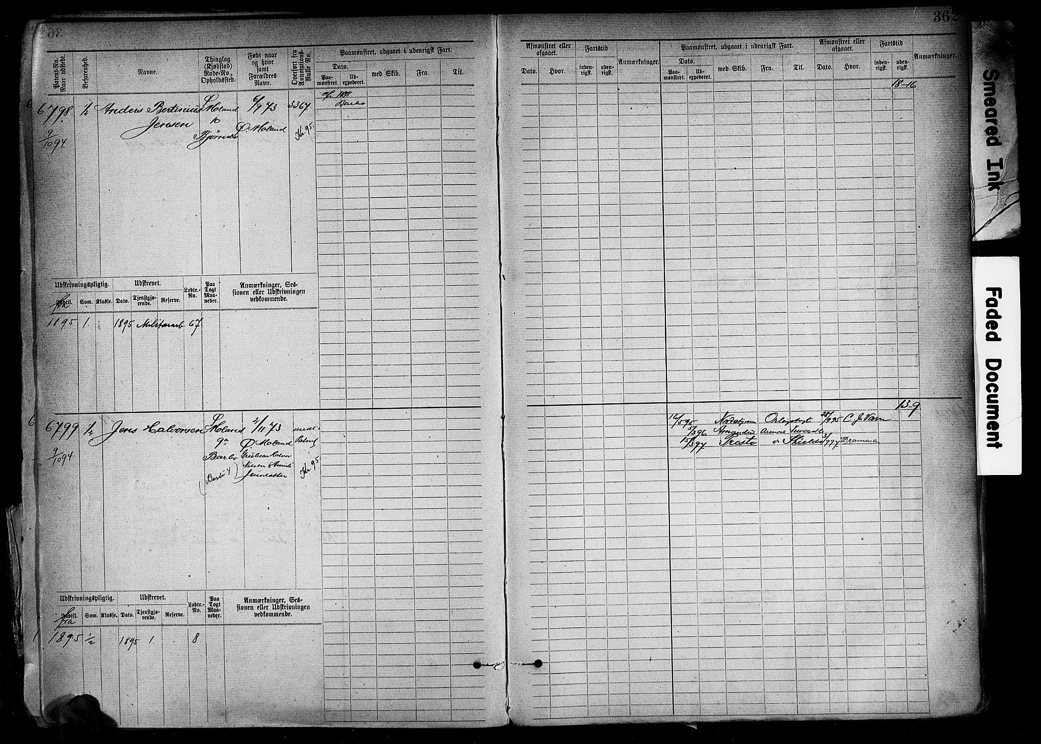 Arendal mønstringskrets, AV/SAK-2031-0012/F/Fb/L0018: Hovedrulle A nr 6077-6849, S-16, 1892-1894, s. 364