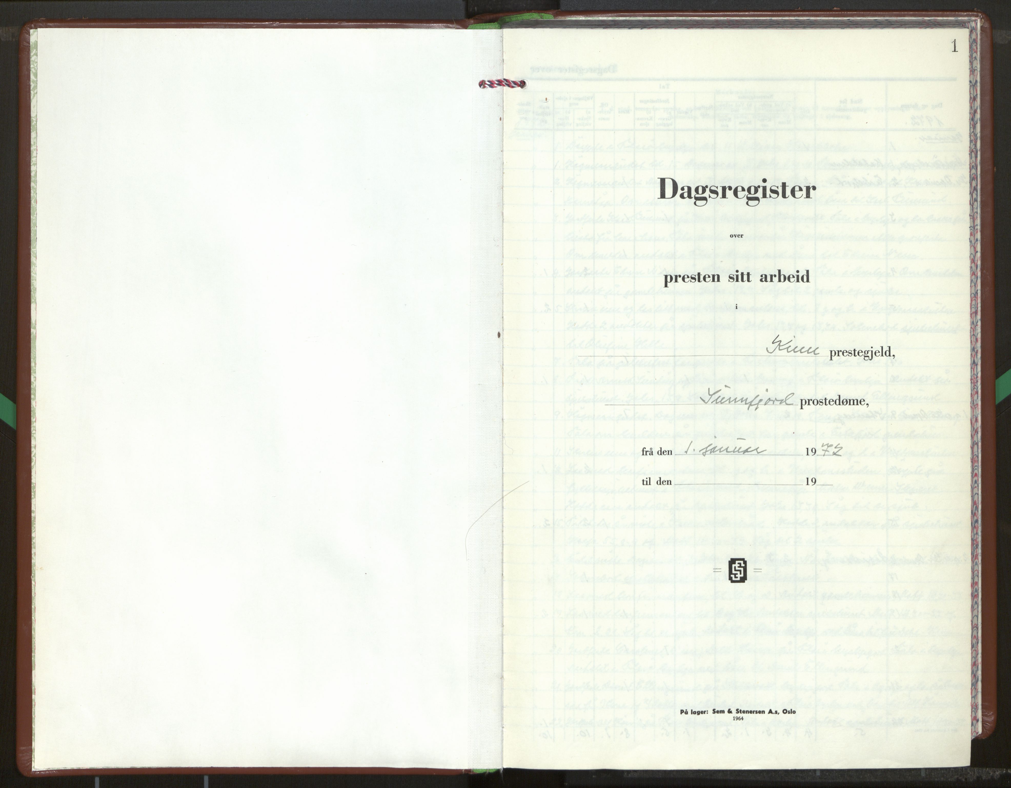 Kinn sokneprestembete, SAB/A-80801/H/Haa/Haag/L0008: Dagregister nr. G 8, 1972-1983, s. 1