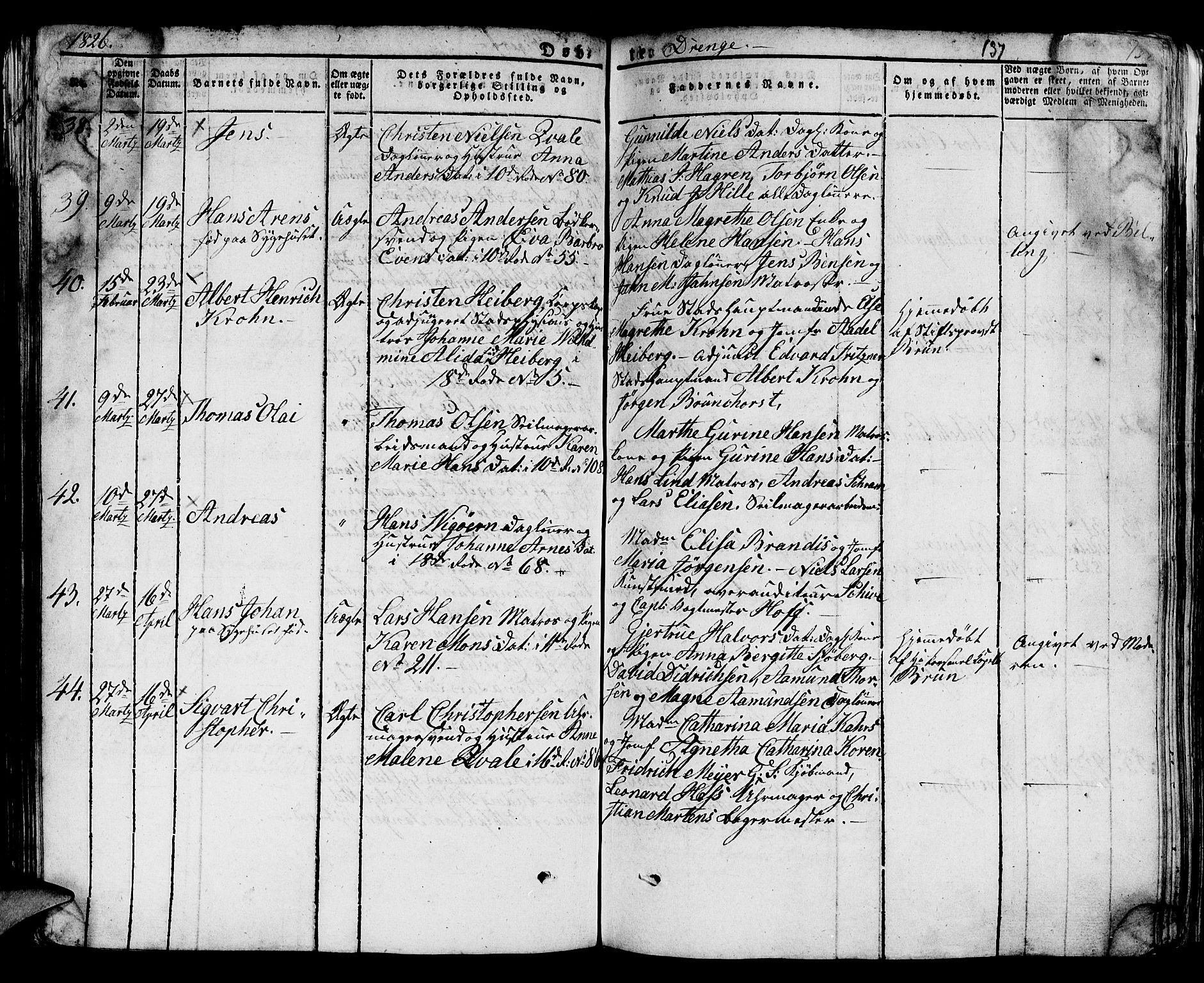 Domkirken sokneprestembete, AV/SAB-A-74801/H/Hab/L0005: Klokkerbok nr. A 5, 1821-1830, s. 137